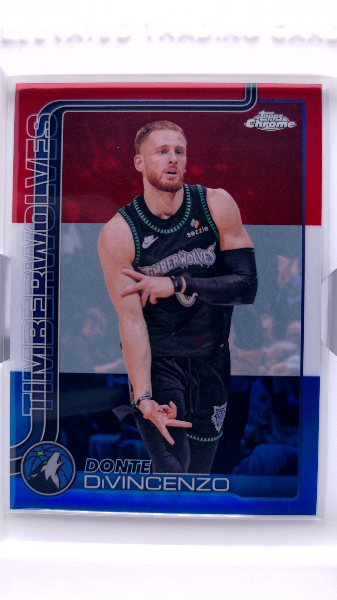 #108 Donte DiVincenzo Red, White & Blue Refractor - front