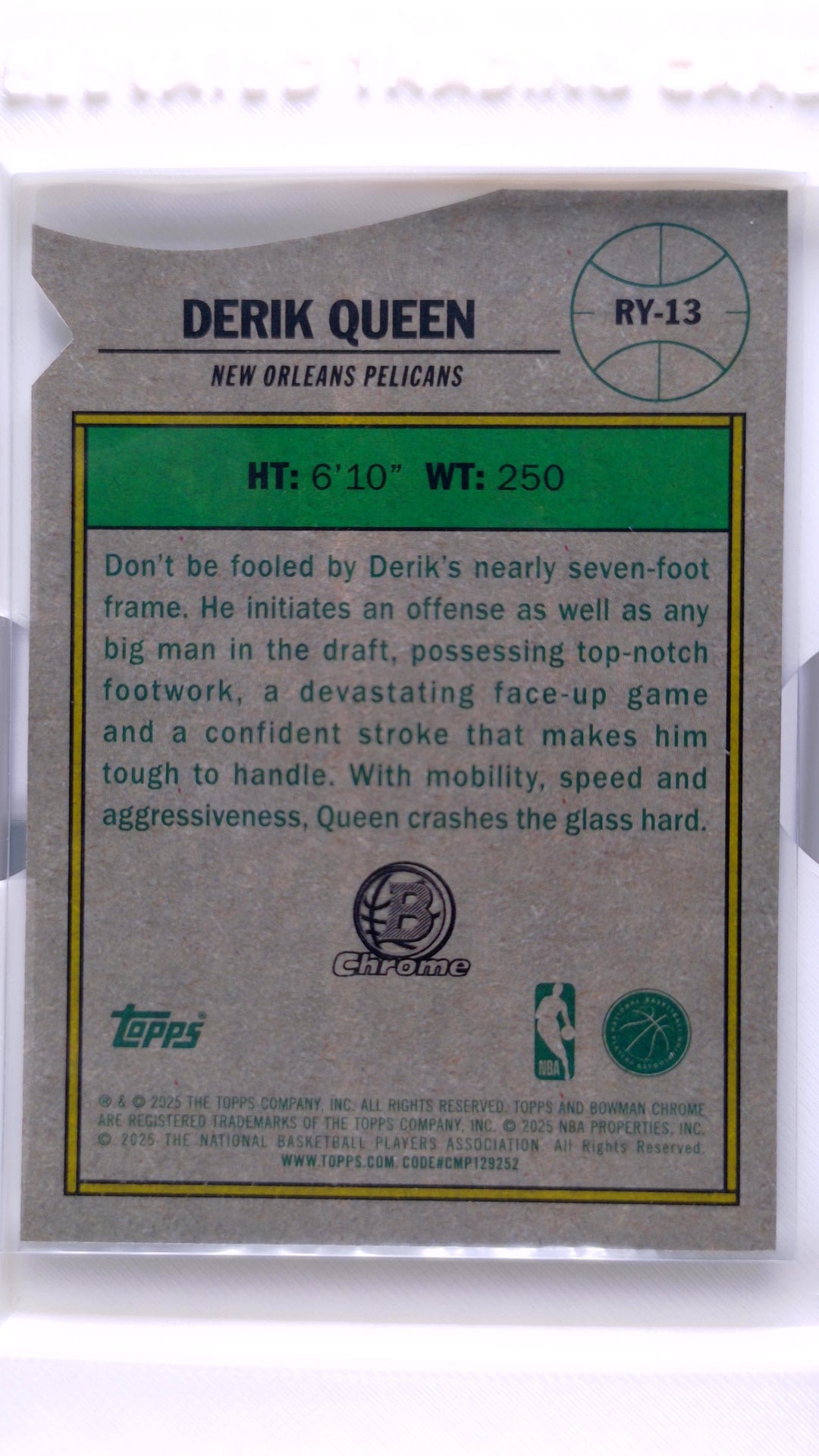 #RY-13 Derik Queen Rookie ROY Favorites - back