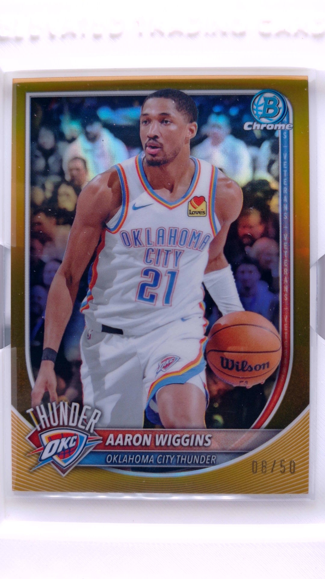 #BCV-186 Aaron Wiggins Chrome Gold Refractor #8/50 - front