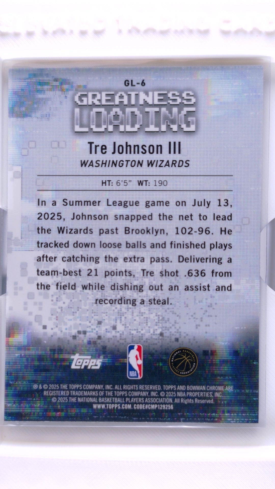 #GL-6 Tre Johnson III Rookie Greatness Loading - back