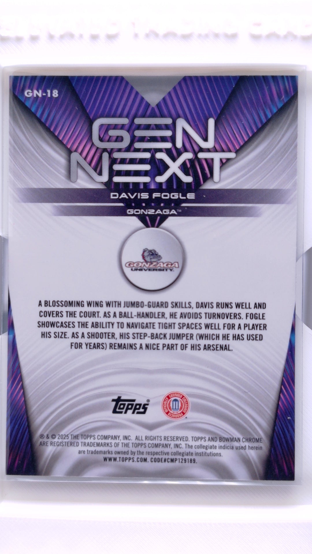 #GN-18 Davis Fogle Gen Next - back