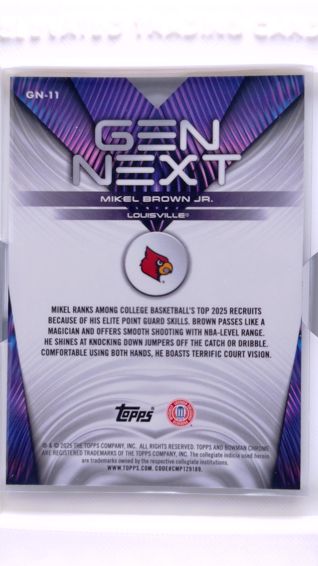#GN-11 Mikel Brown Jr. Gen Next - back