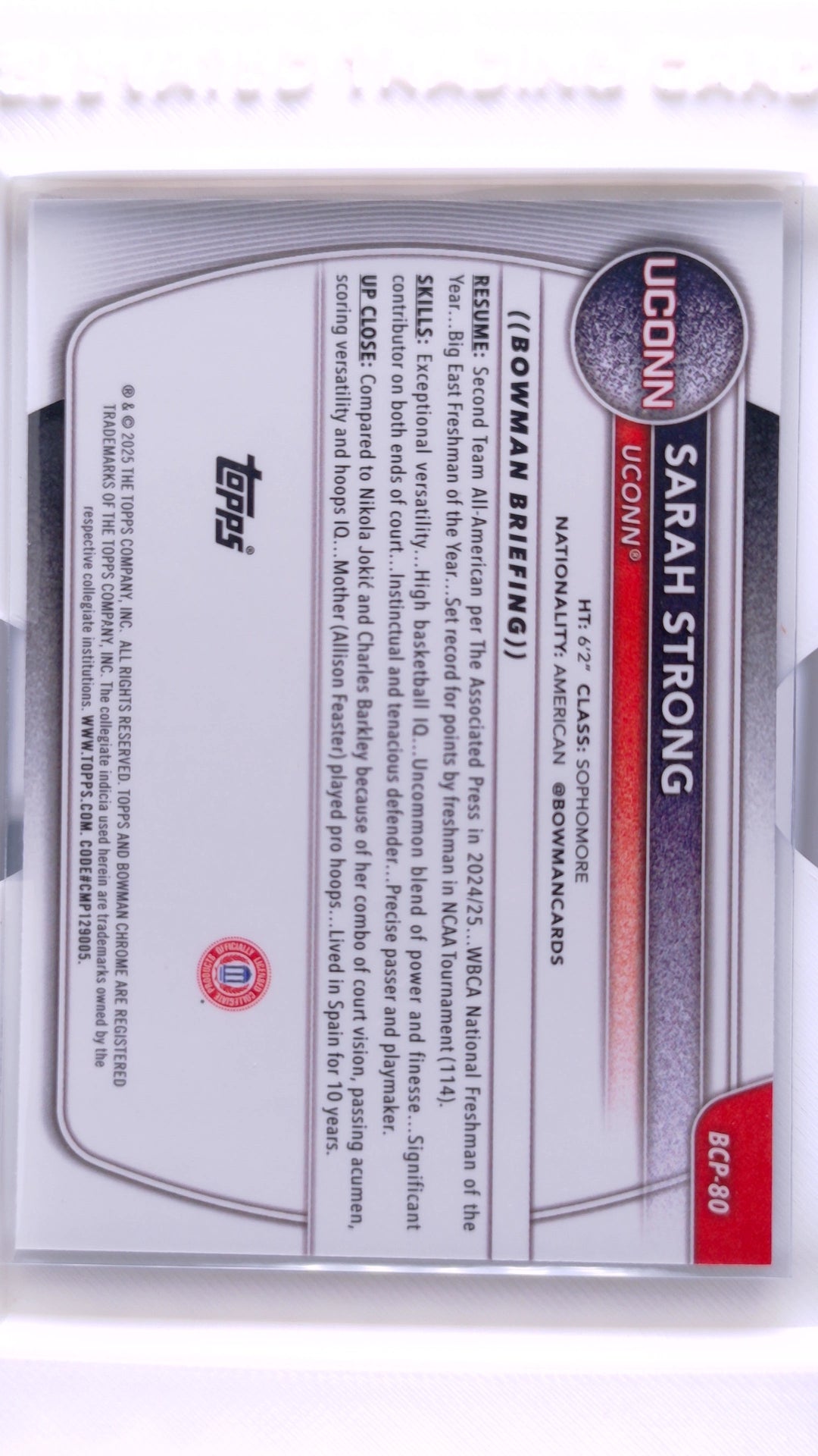 #BCP-80 Sarah Strong Chrome Prospects Reptilian Refractor - back