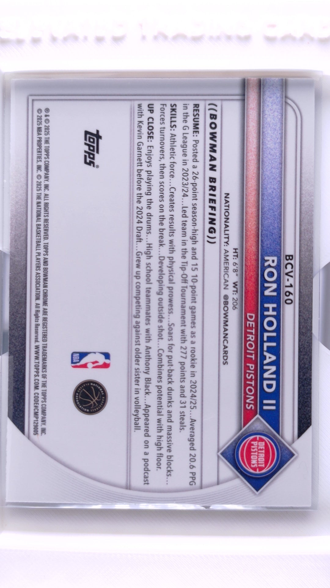#BCV-160 Ron Holland II Chrome Reptilian Refractor - back
