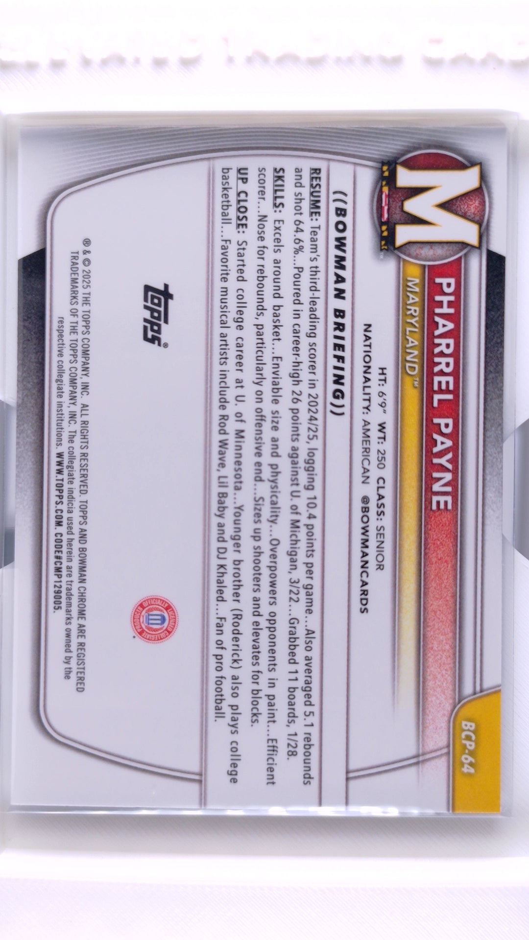 #BCP-64 Pharrel Payne Chrome Prospects - back