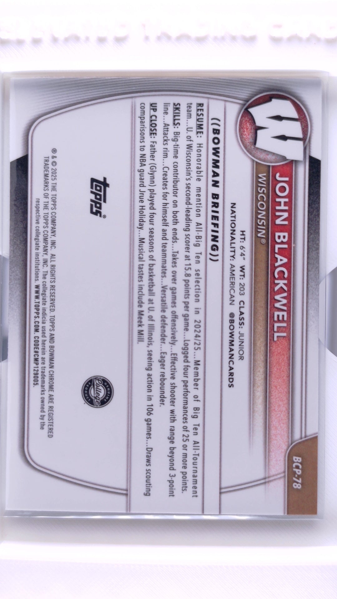 #BCP-78 John Blackwell Chrome Prospects - back