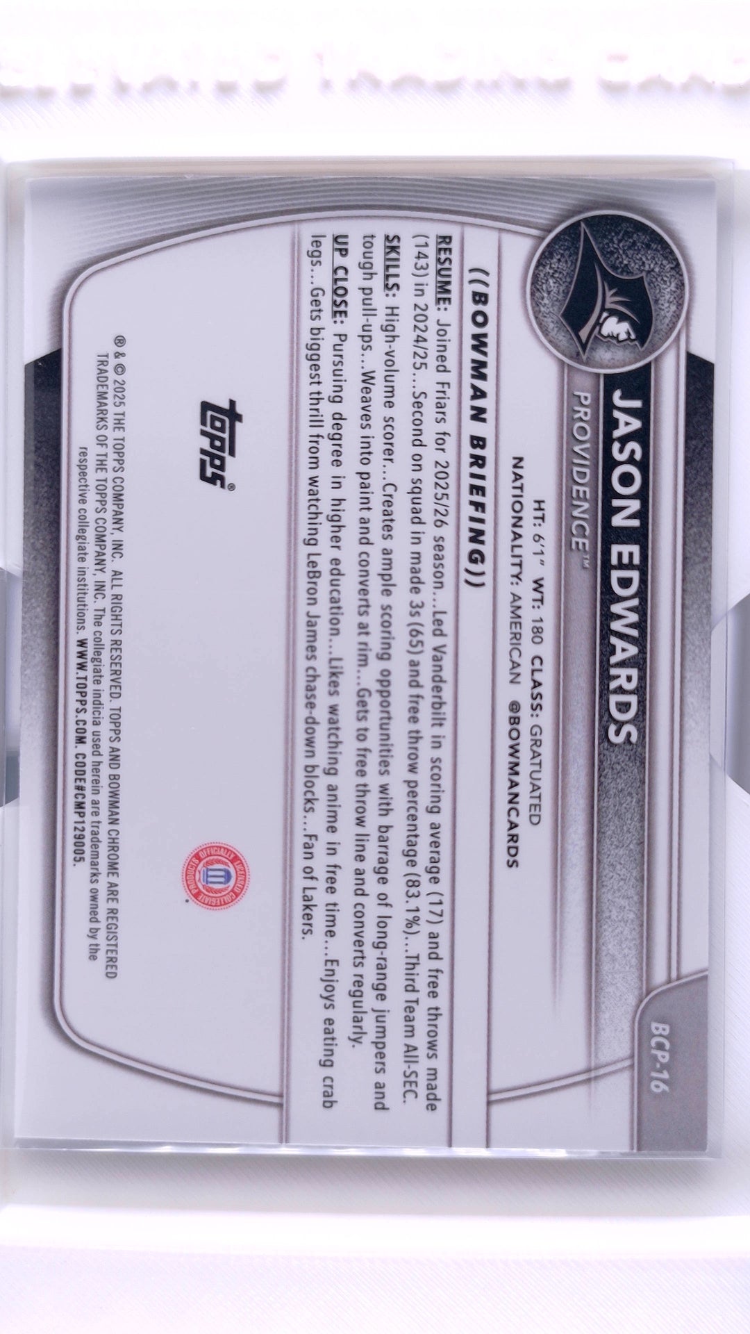 #BCP-16 Jason Edwards Chrome Prospects - back