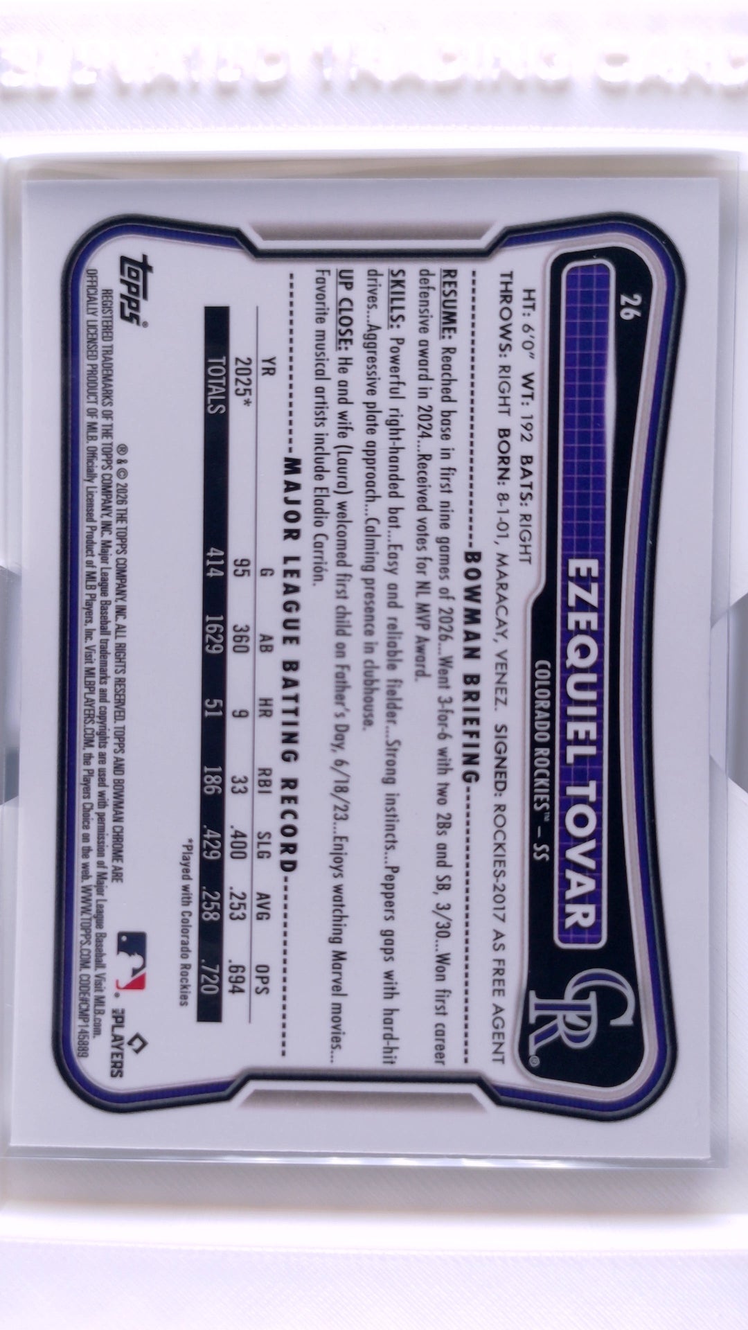 #26 Ezequiel Tovar - back
