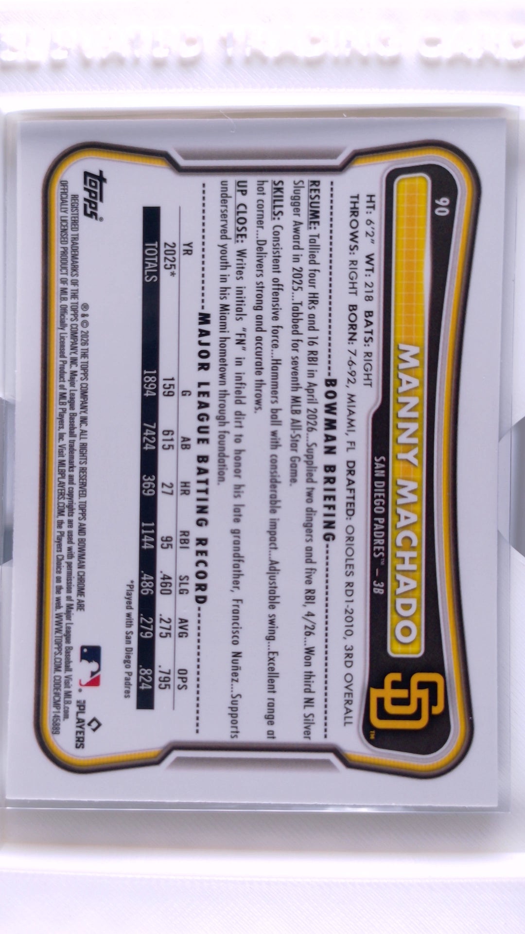 #90 Manny Machado - back