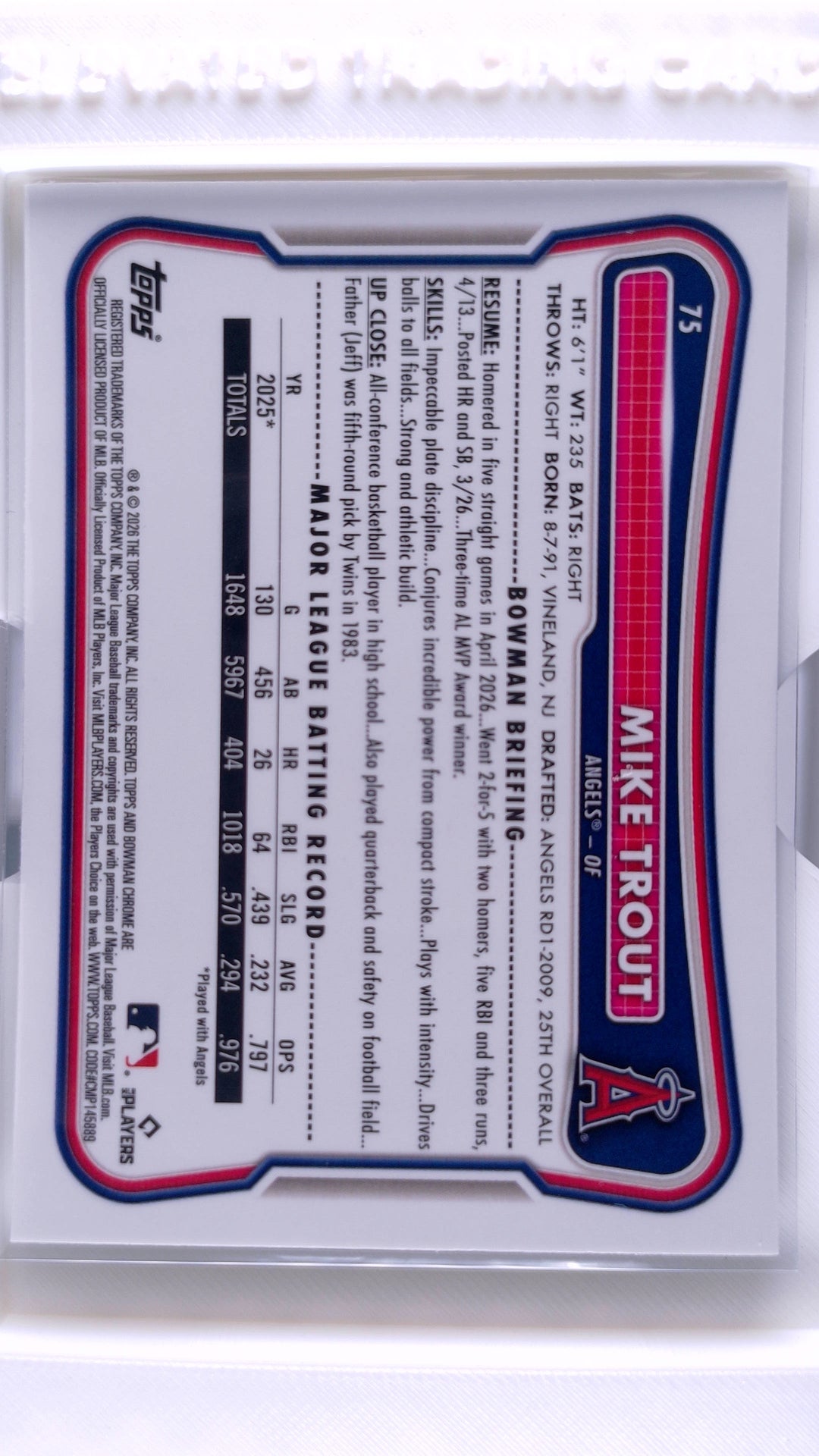 #75 Mike Trout - back