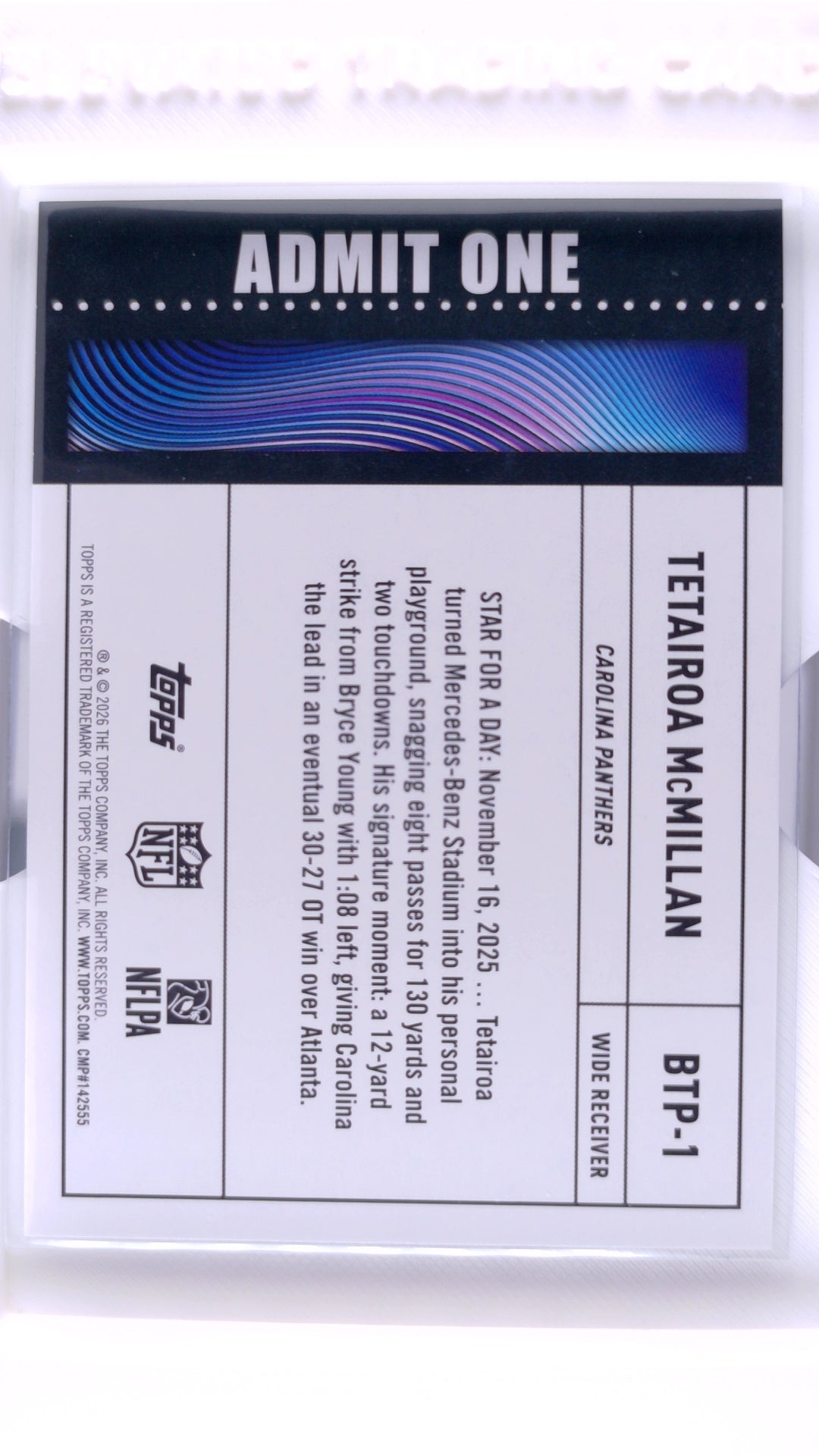 #BTP-1 Tetairoa McMillan Big Ticket Players - back