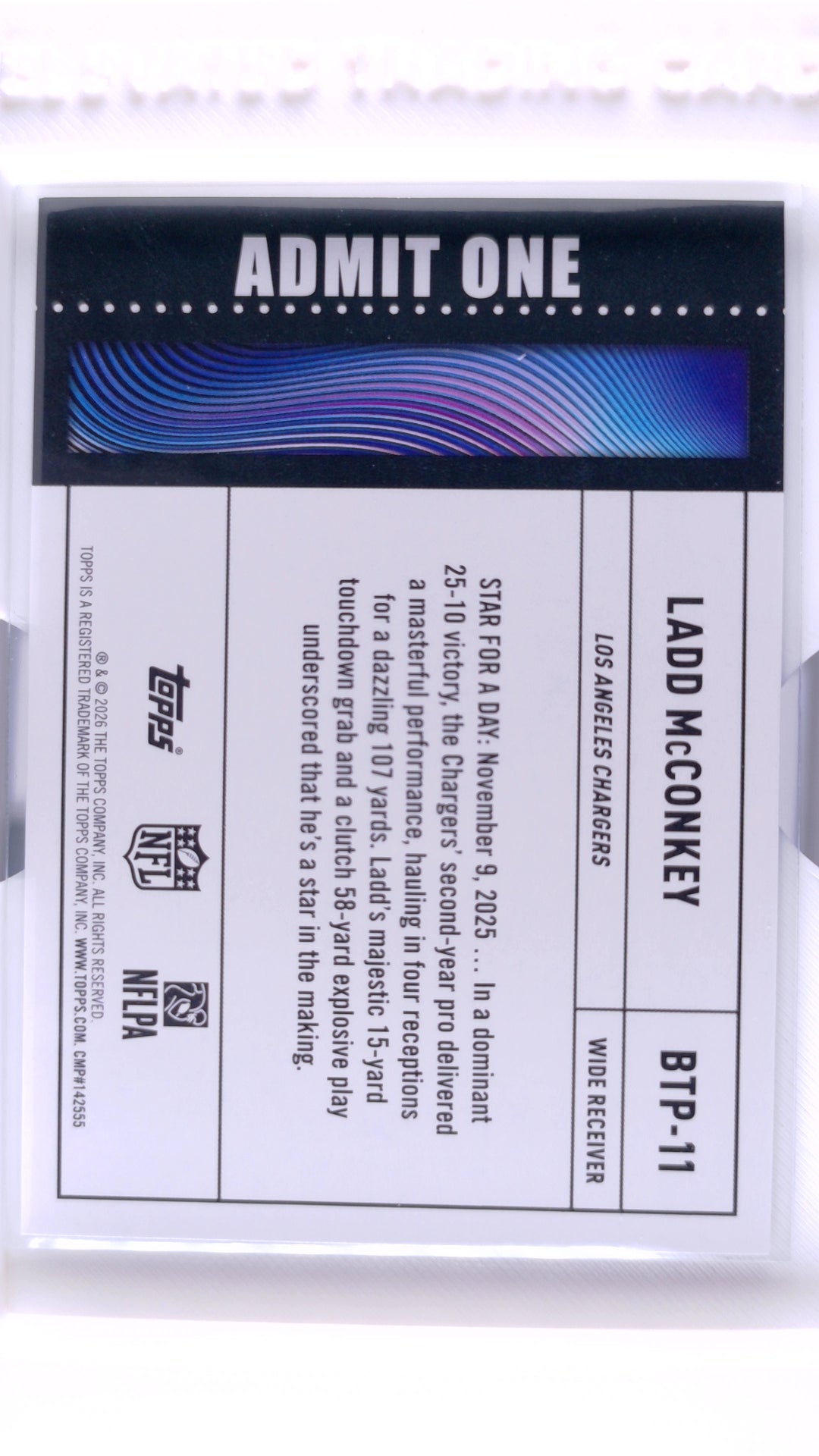 #BTP-11 Ladd McConkey Big Ticket Players - back