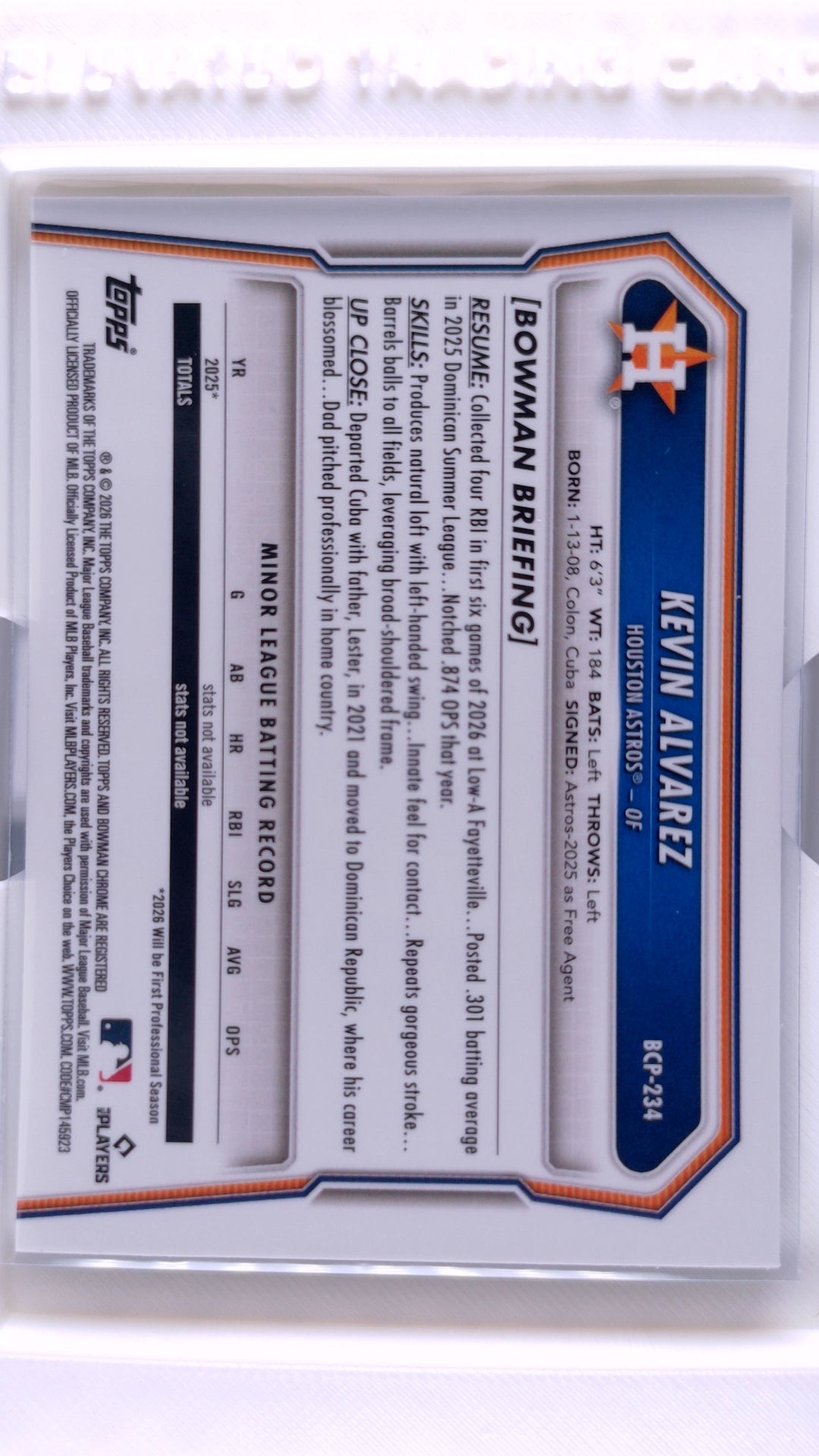 #BCP-234 Kevin Alvarez Bowman Chrome Prospects - back