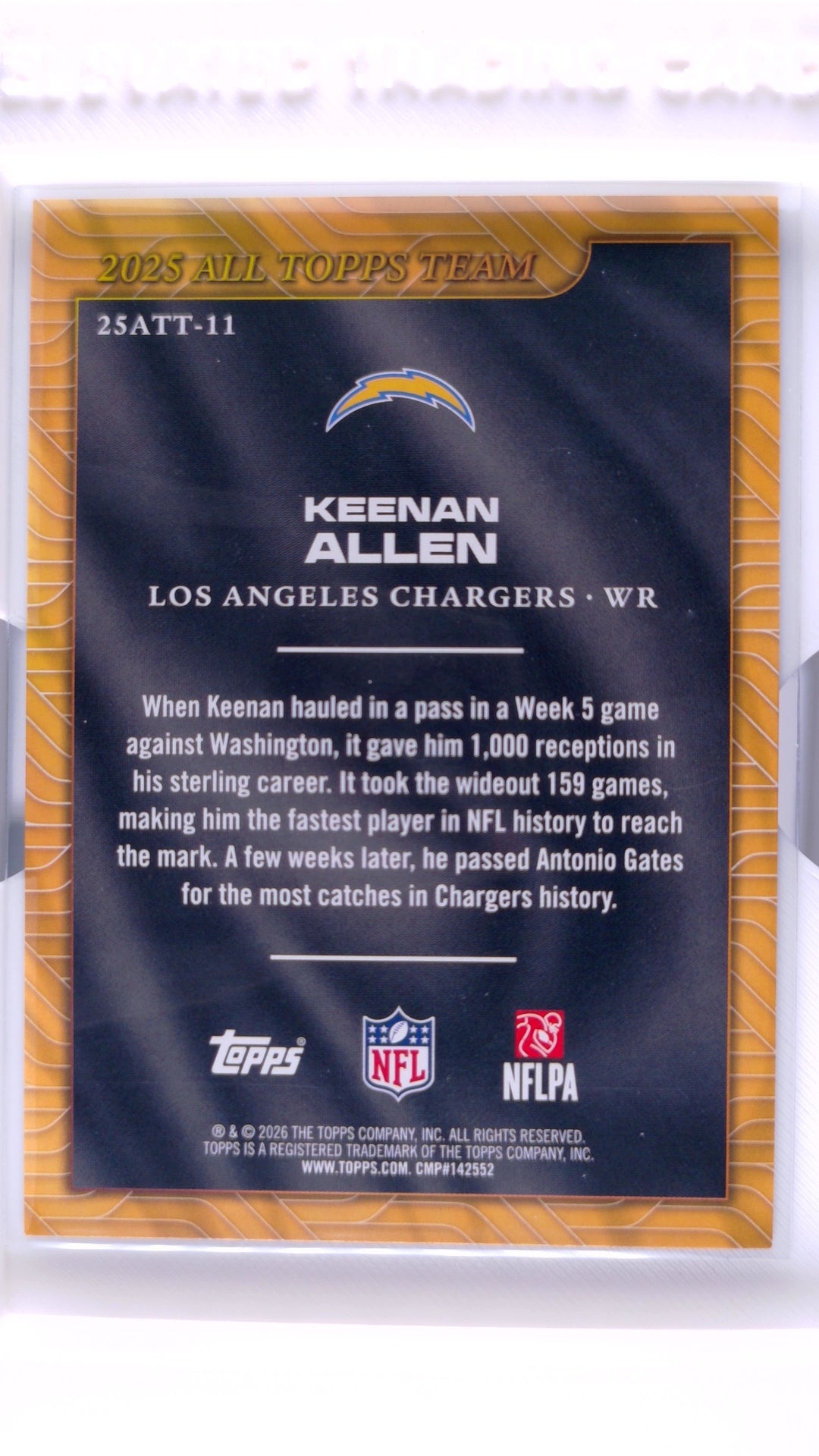 #25ATT-11 Keenan Allen 2025 All Topps Team - back