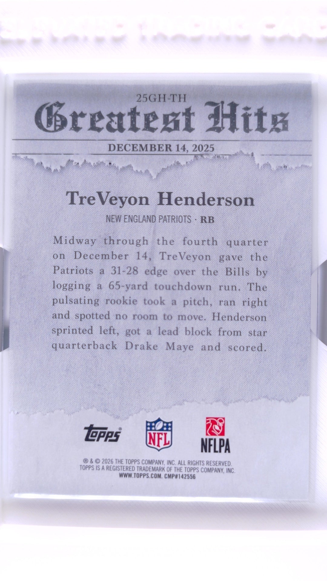 #25GH-TH TreVeyon Henderson 2025 Greatest Hits - back