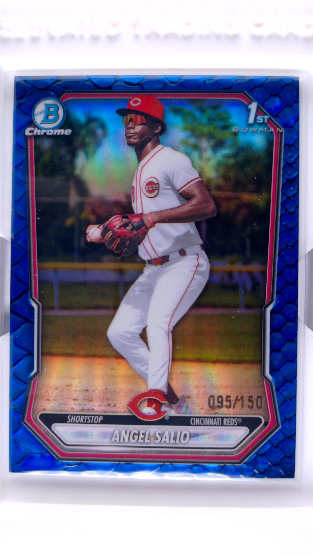 #BCP-210 Angel Salio Bowman Chrome Prospects Reptilian Blue Refractor #95/150 - front