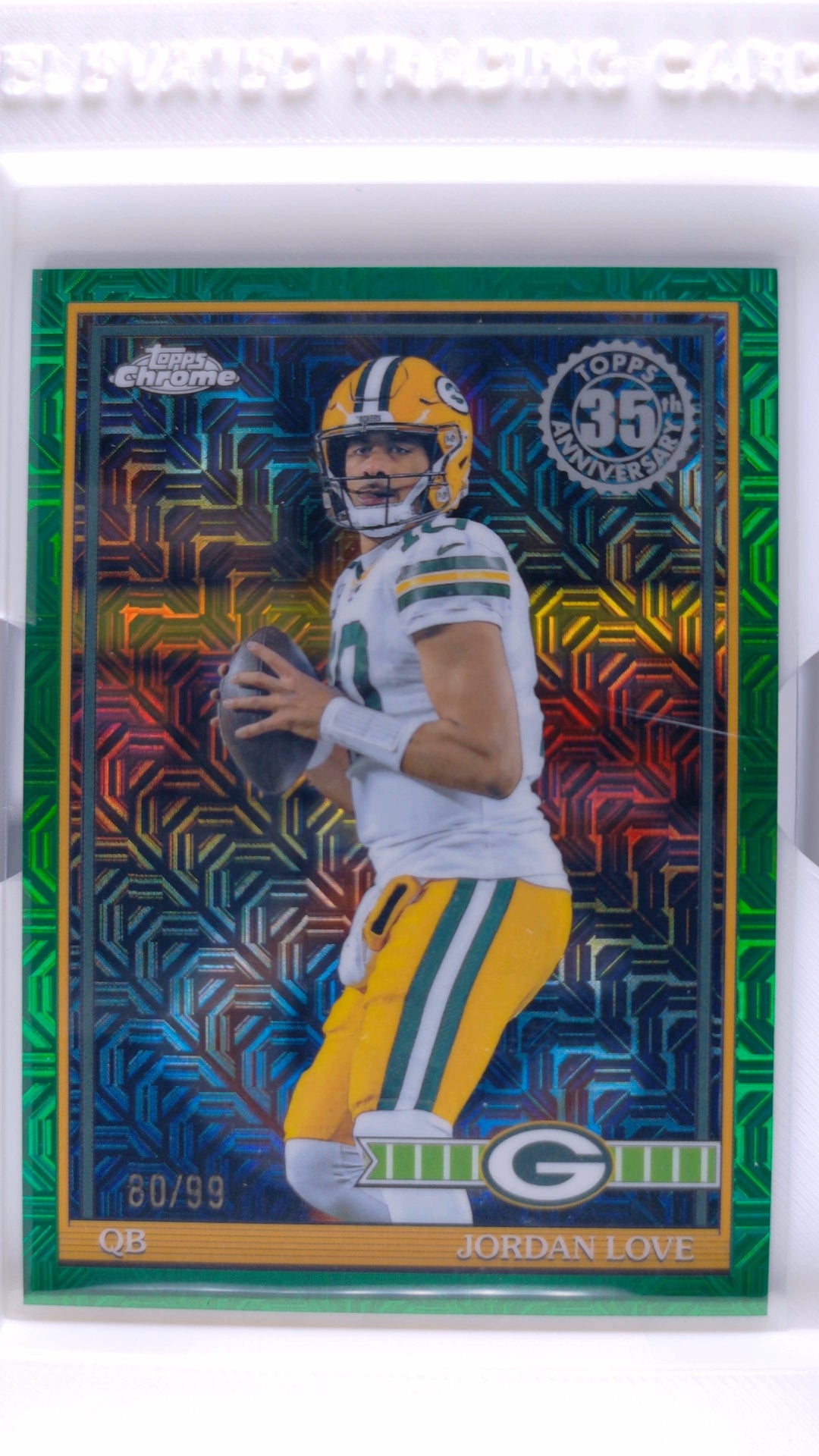 #91TC-42 Jordan Love 1991 Topps Football Chrome Silver Pack Base Green Refractor #80/99 - front