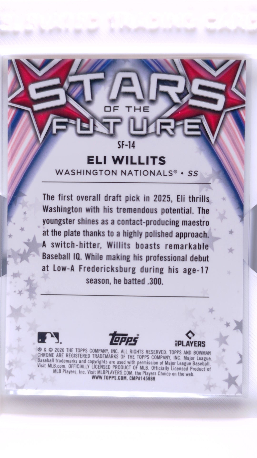#SF-14 Eli Willits Stars of Future - back