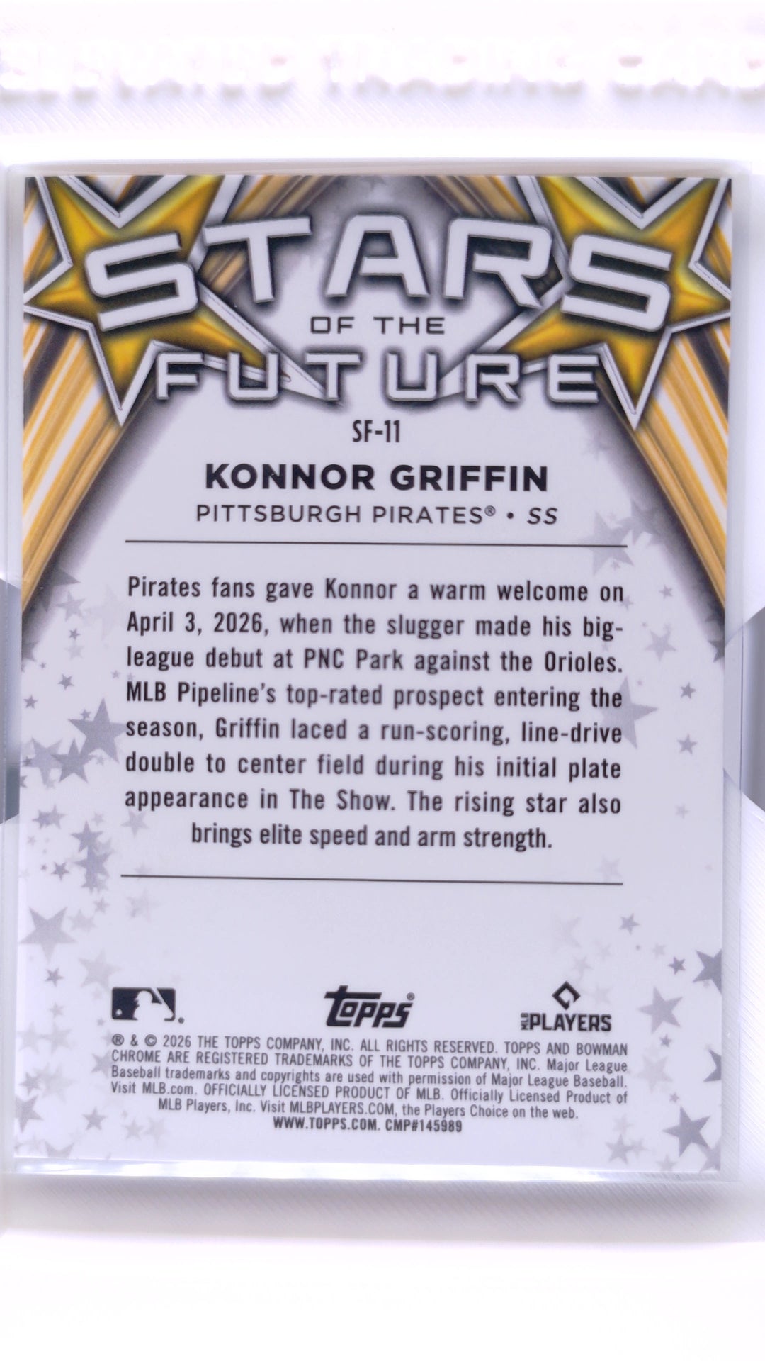#SF-11 Konnor Griffin Rookie Stars of Future - back
