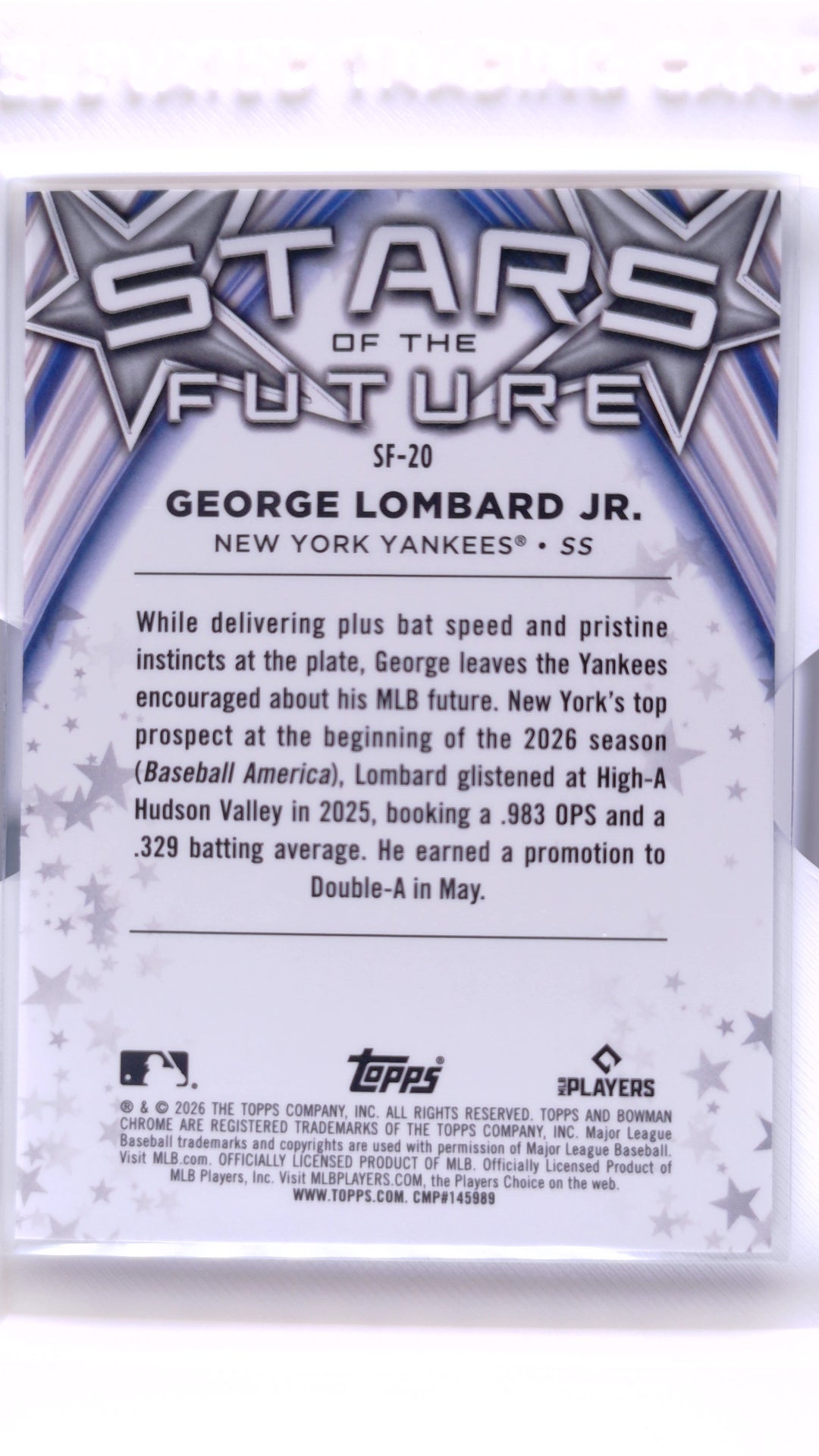 #SF-20 George Lombard Jr. Stars of Future - back