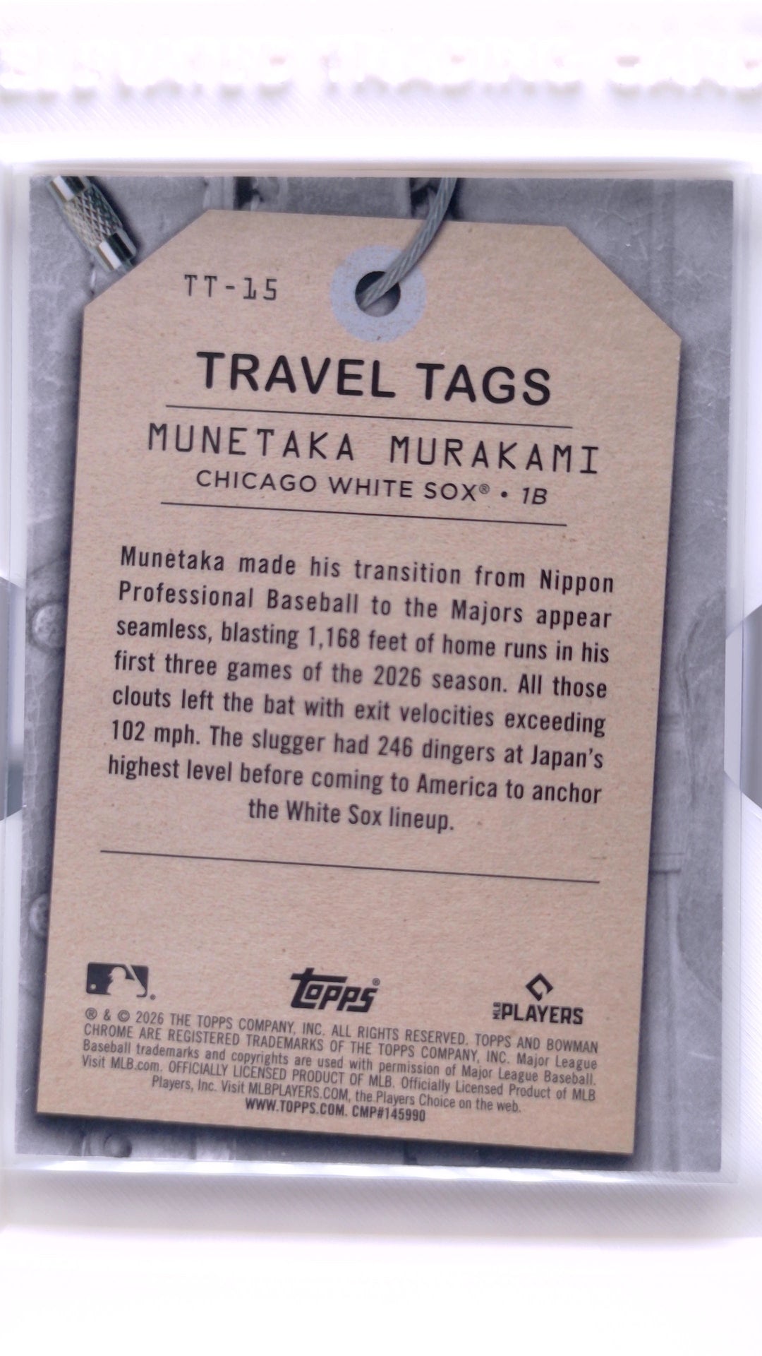 #TT-15 Munetaka Murakami Rookie Travel Tags - back