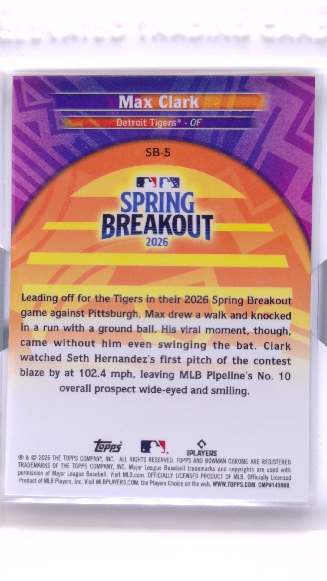 #SB-5 Max Clark 2026 MLB Spring Breakout - back