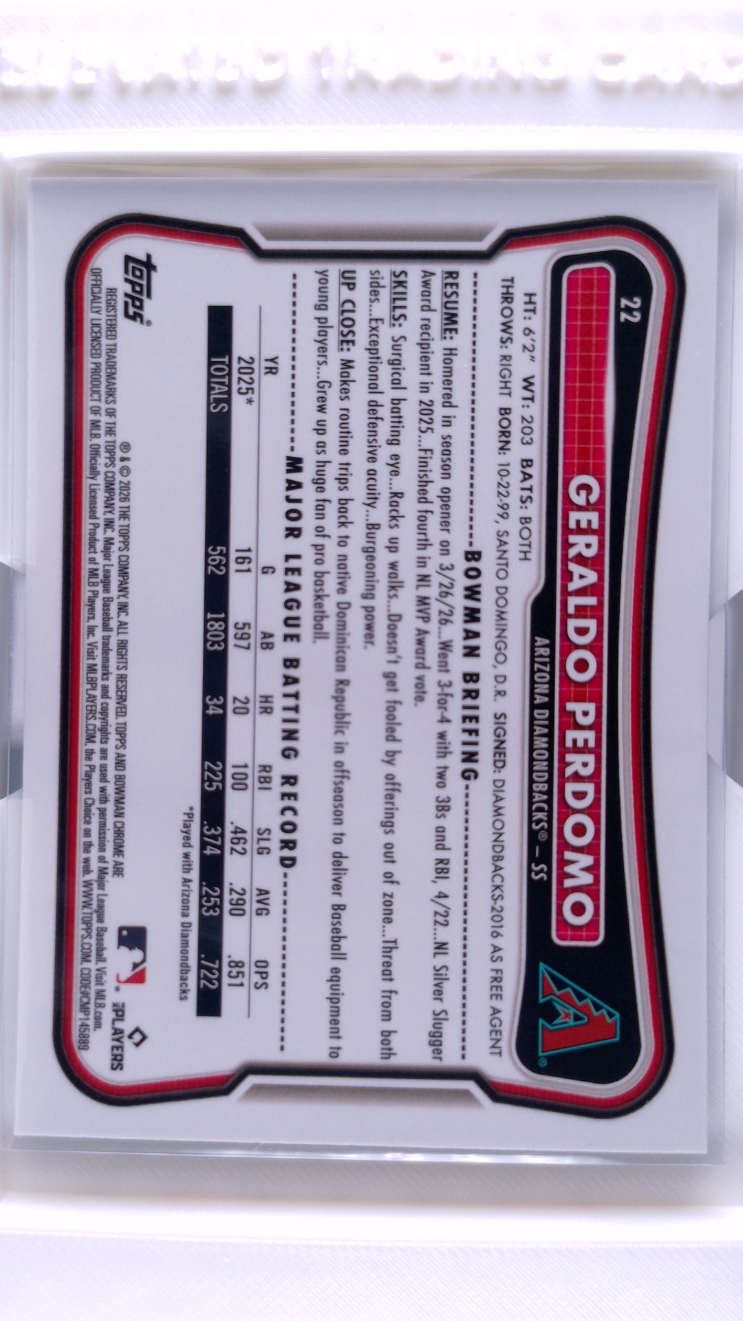 #22 Geraldo Perdomo - back