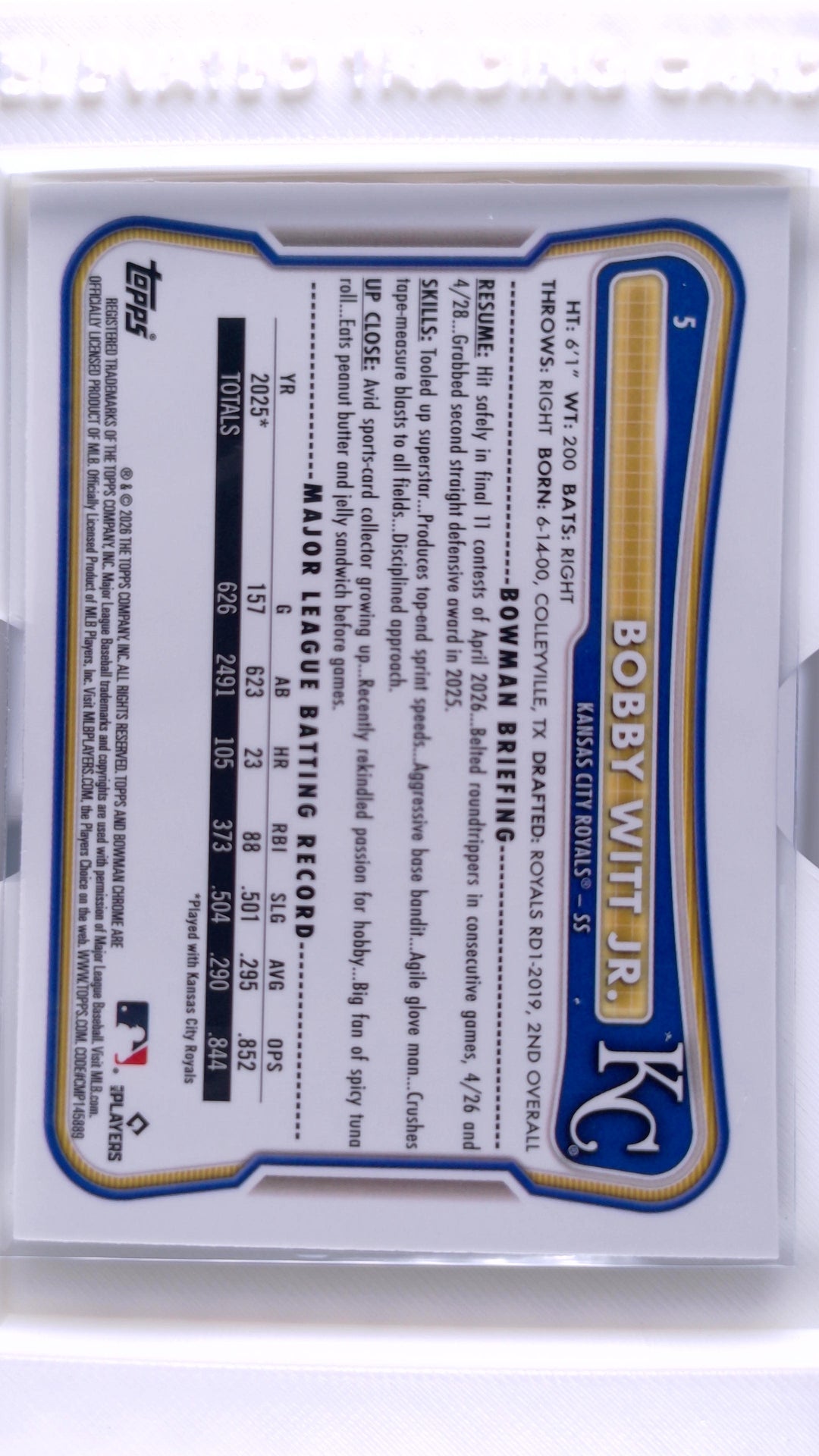 #5 Bobby Witt Jr. - back