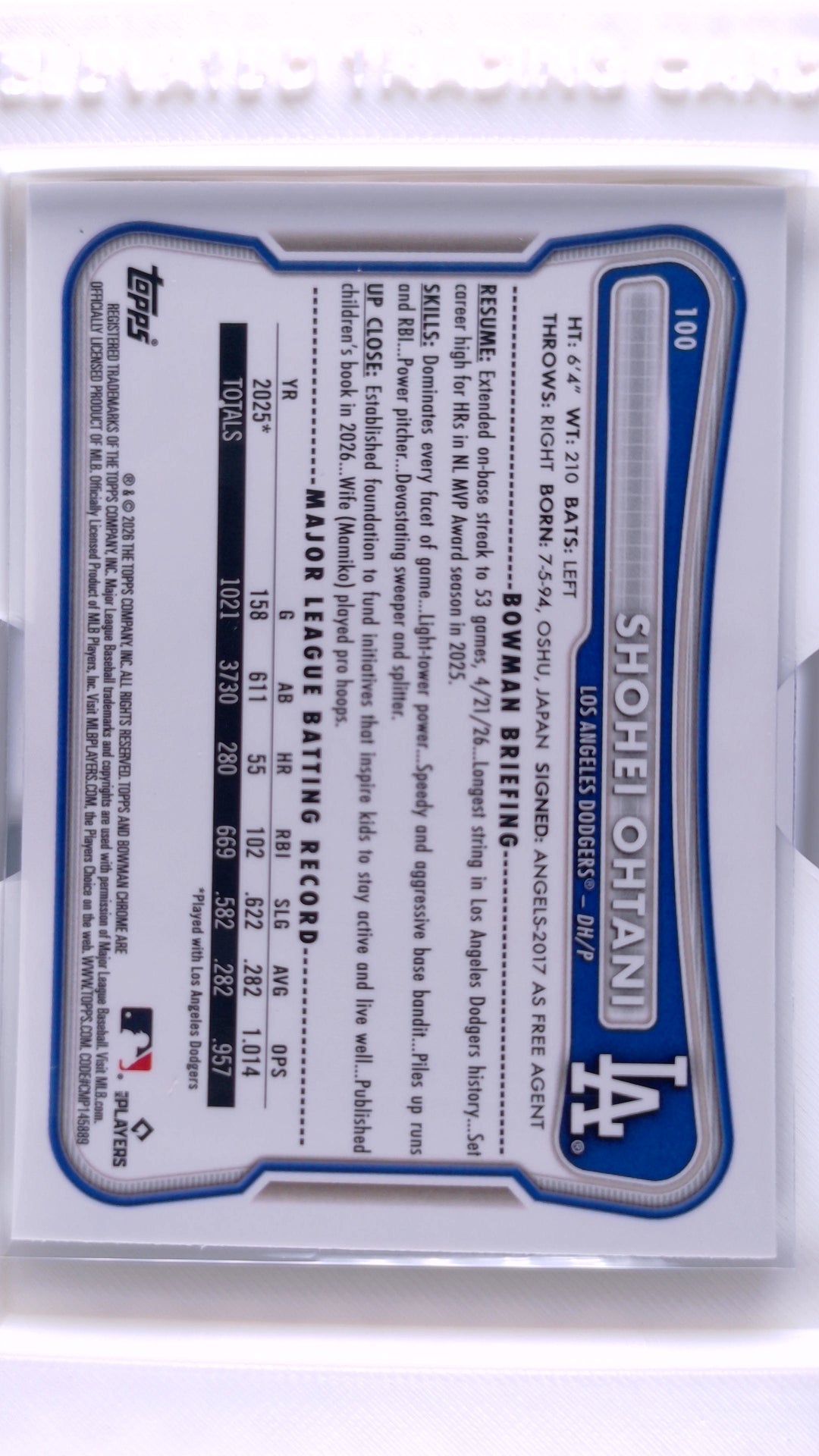 #100 Shohei Ohtani - back