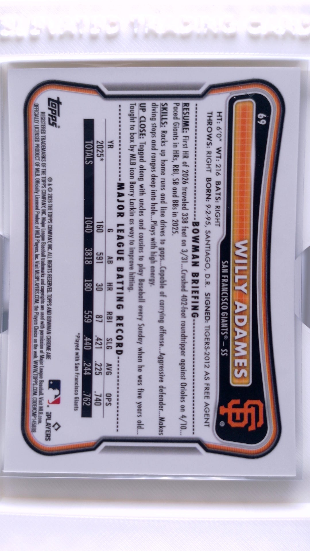 #69 Willy Adames - back