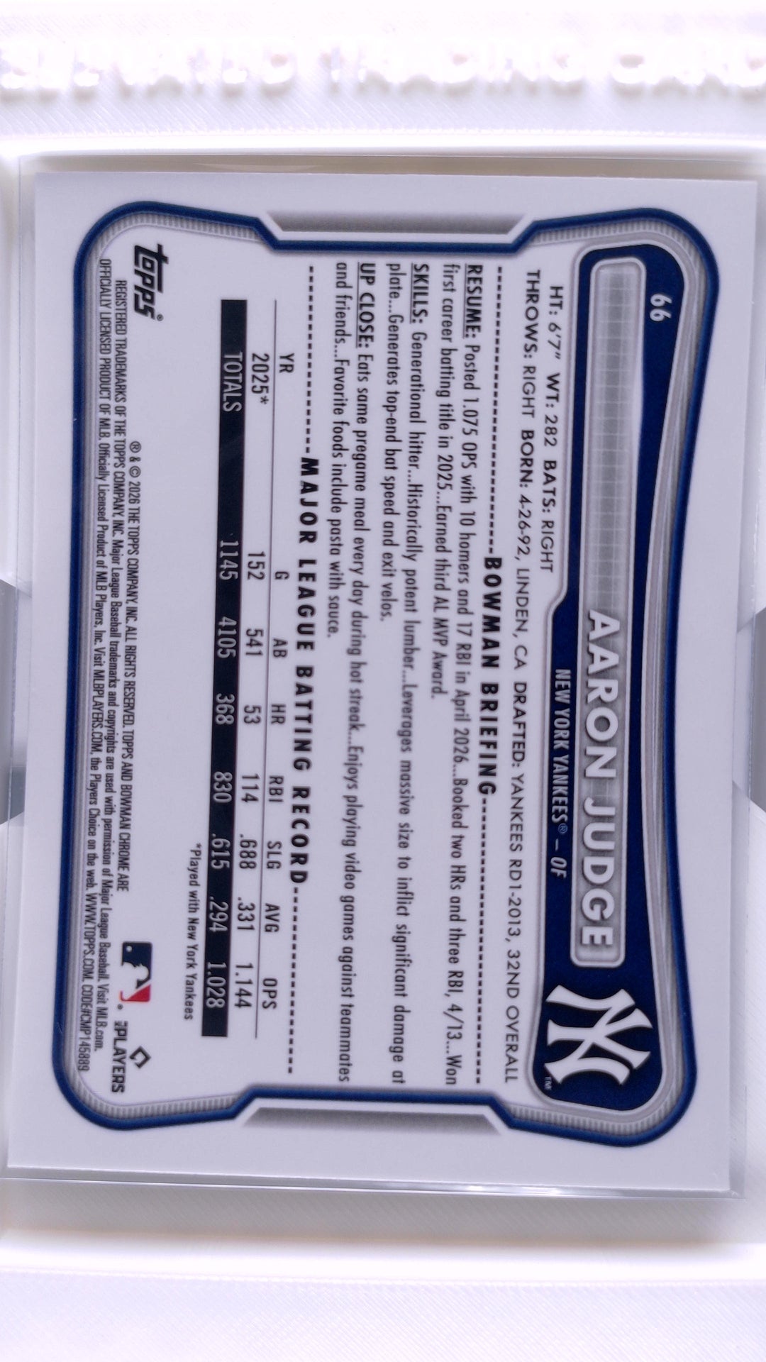 #66 Aaron Judge - back