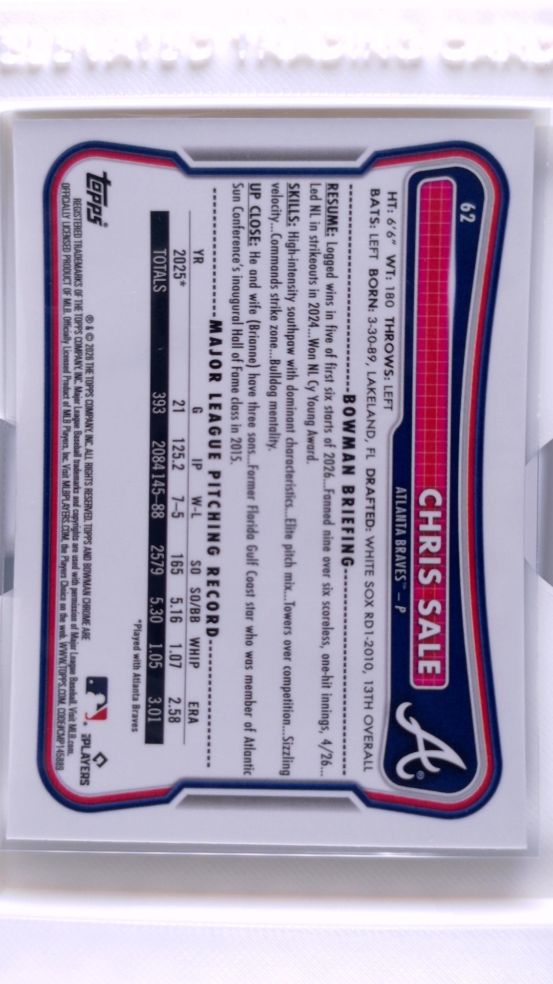 #62 Chris Sale - back