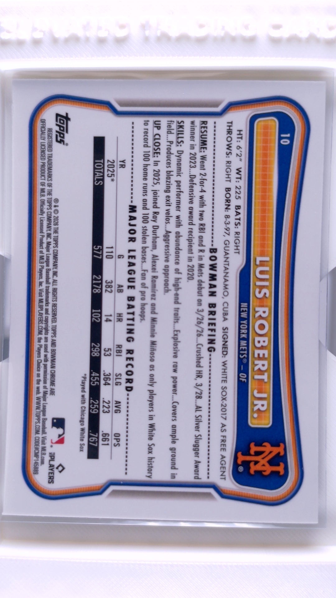 #10 Luis Robert Jr. - back