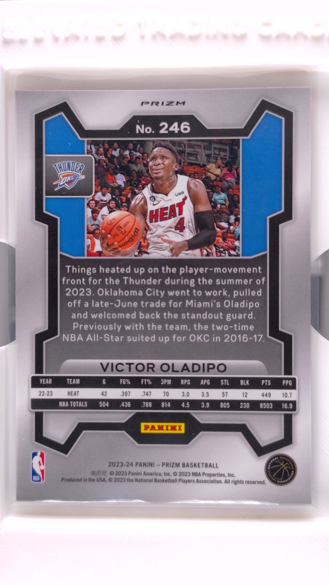 #246 Victor Oladipo Red, White And Blue Prizm - back