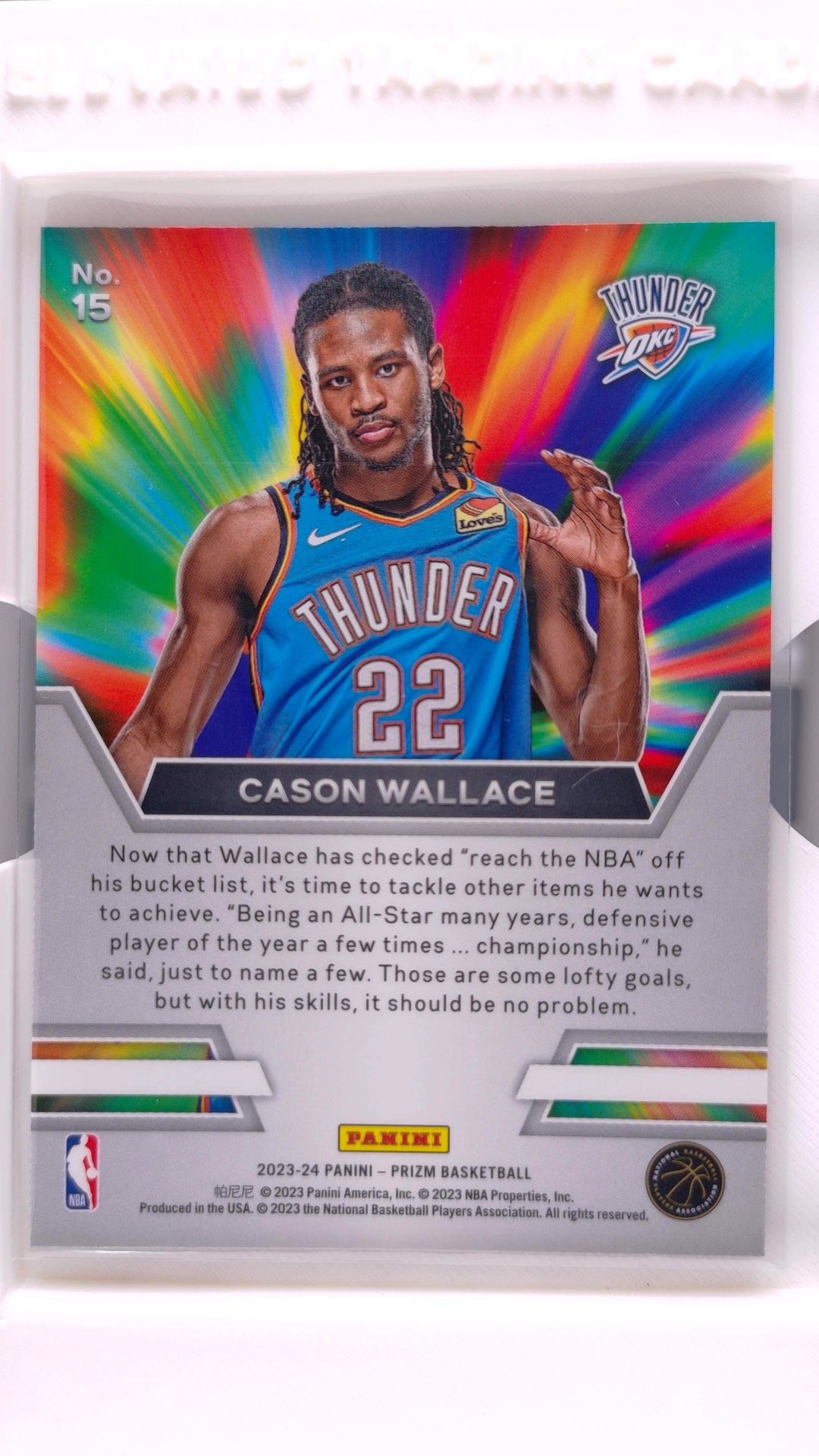 #15 Cason Wallace Rookie Instant Impact - back