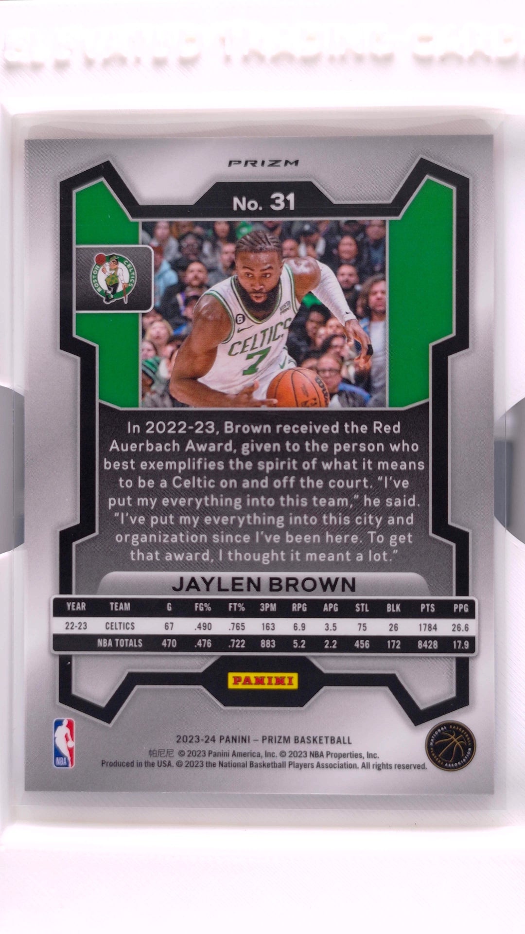 #31 Jaylen Brown Red, White And Blue Prizm - back