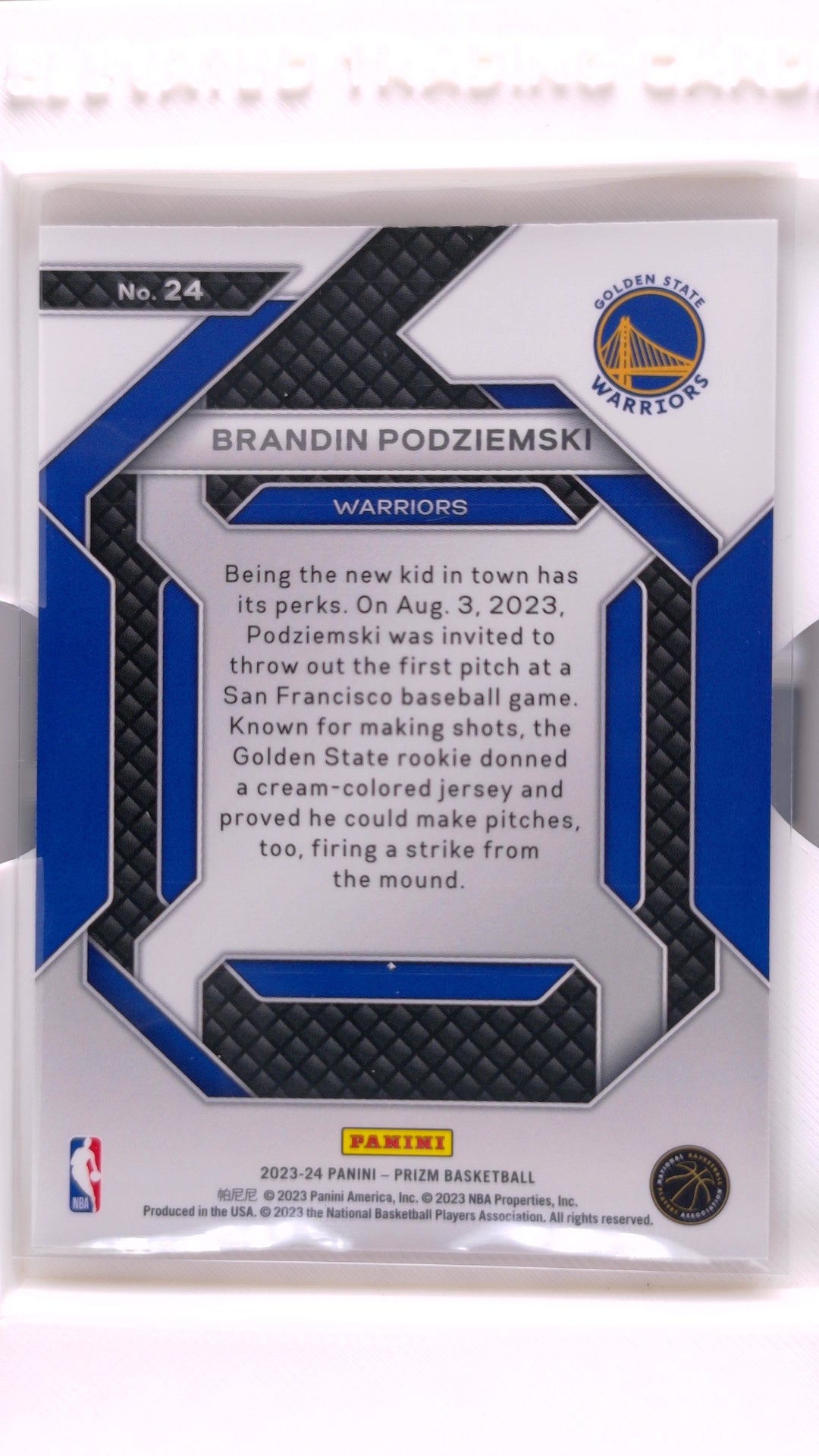 #24 Brandin Podziemski Rookie Emergent - back