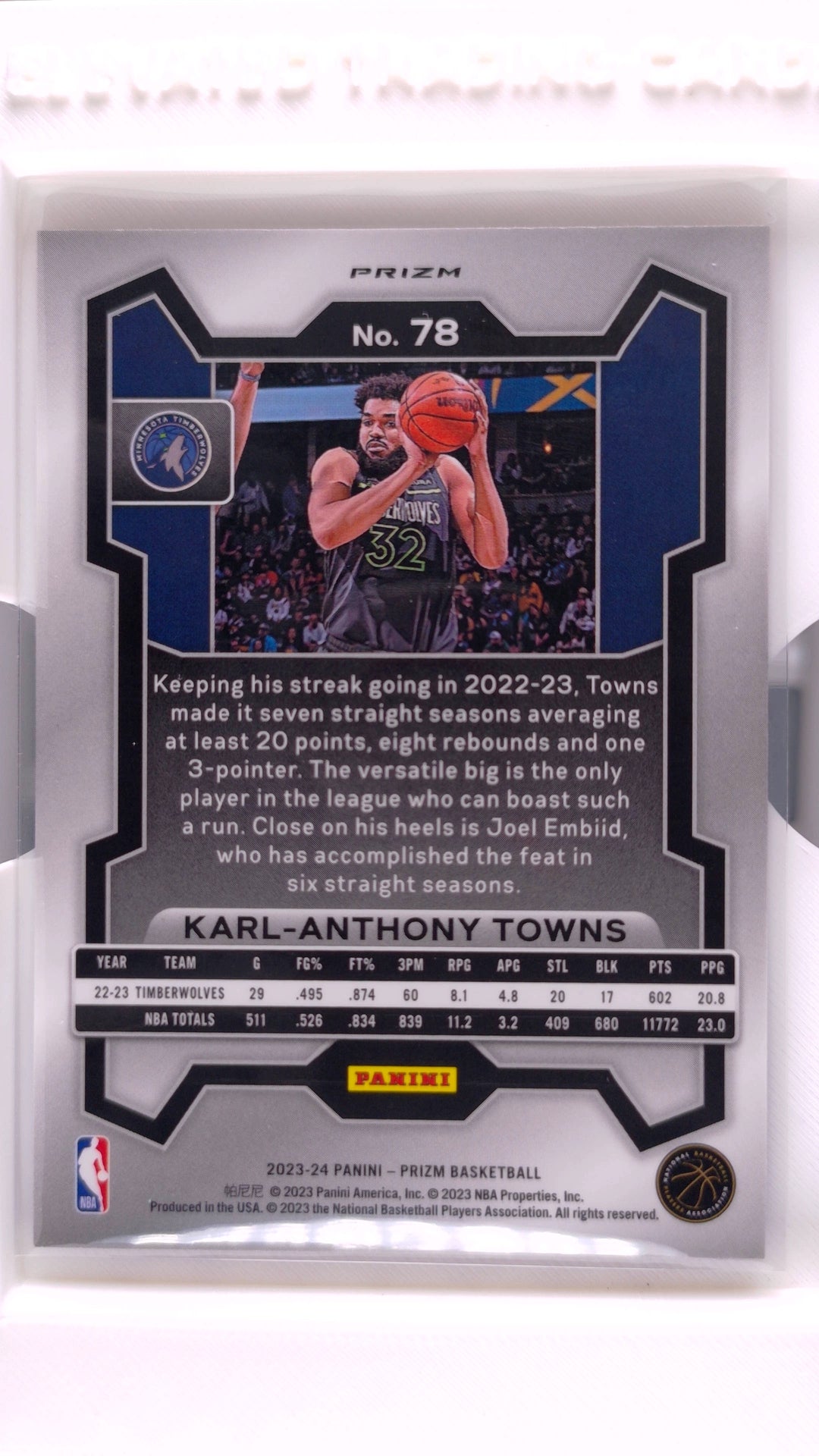 #78 Karl-Anthony Towns Red, White And Blue Prizm - back