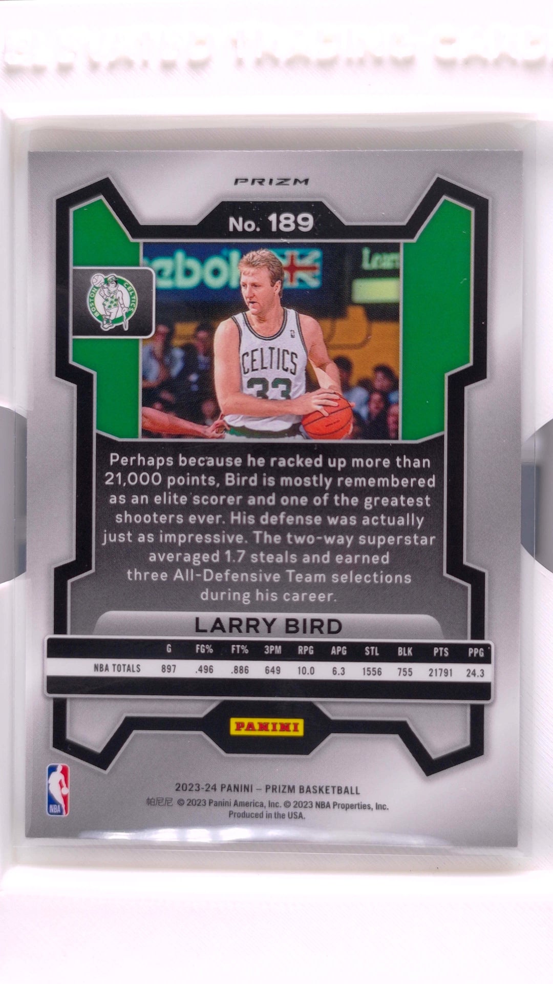 #189 Larry Bird Green Prizm - back