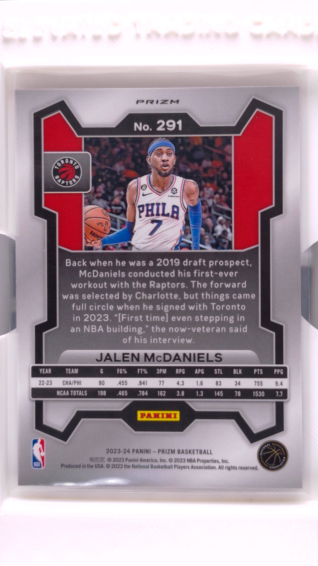 #291 Jalen McDaniels Red, White And Blue Prizm - back