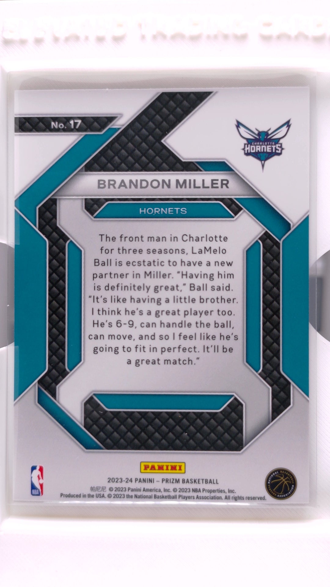 #17 Brandon Miller Rookie Emergent - back