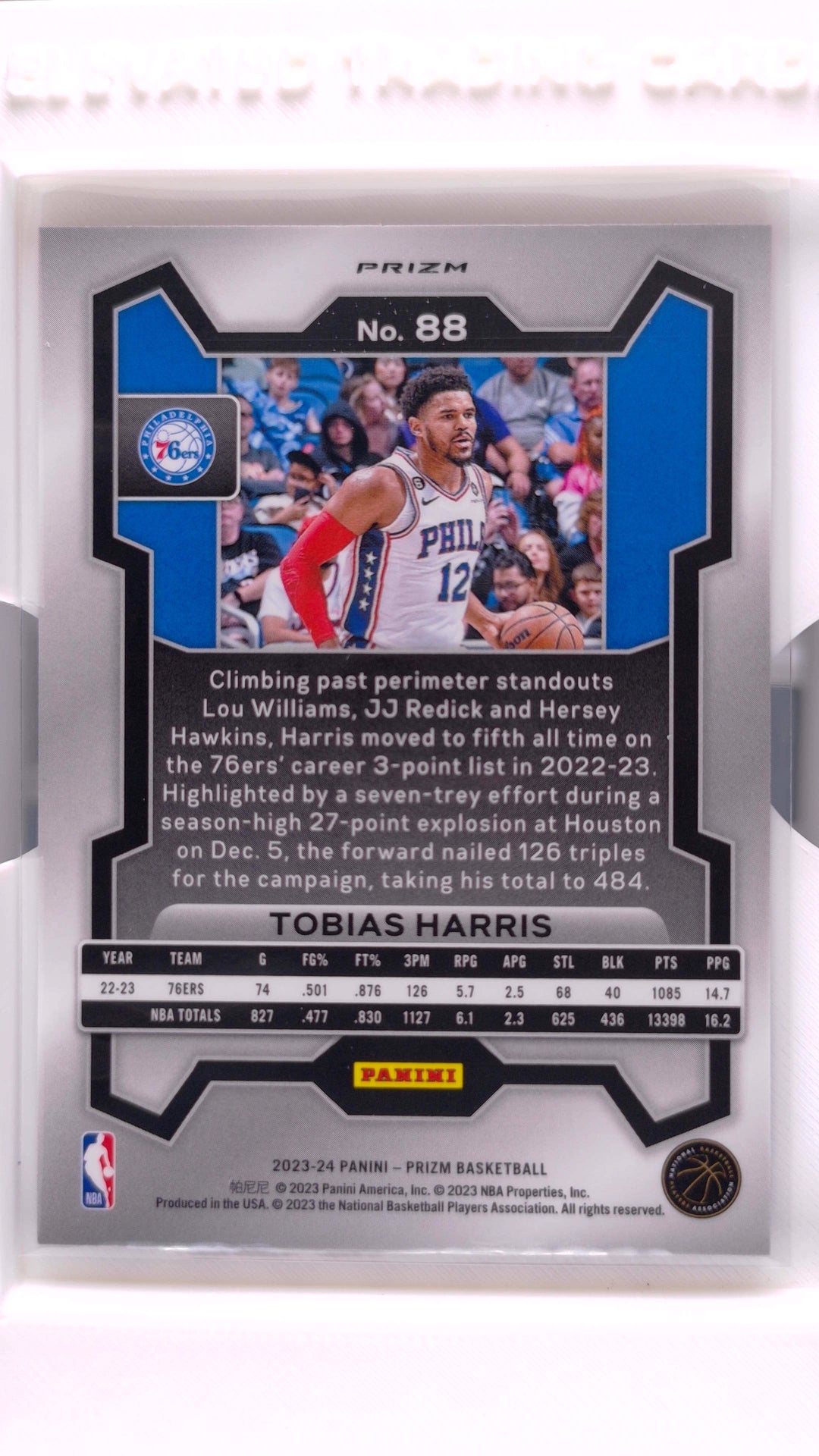 #88 Tobias Harris Red, White And Blue Prizm - back