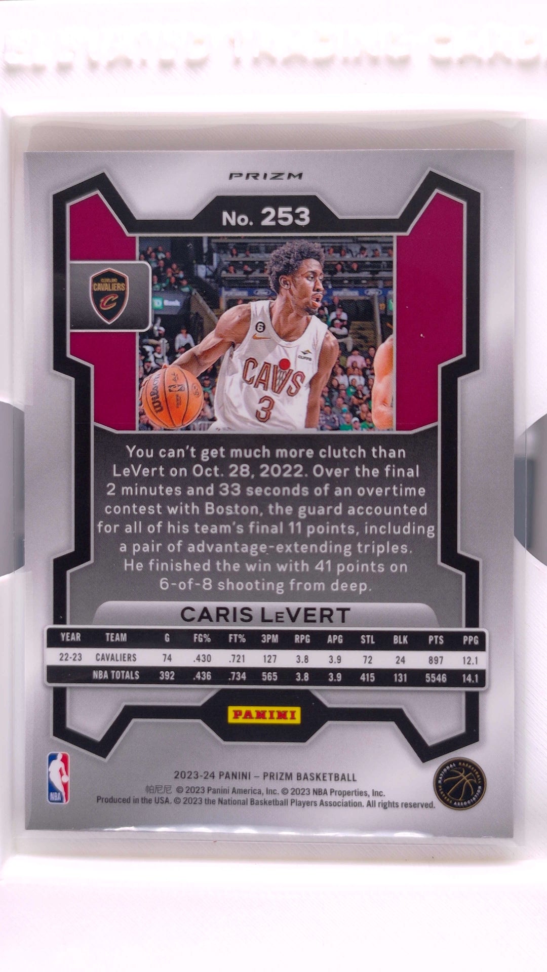 #253 Caris LeVert Red, White And Blue Prizm - back