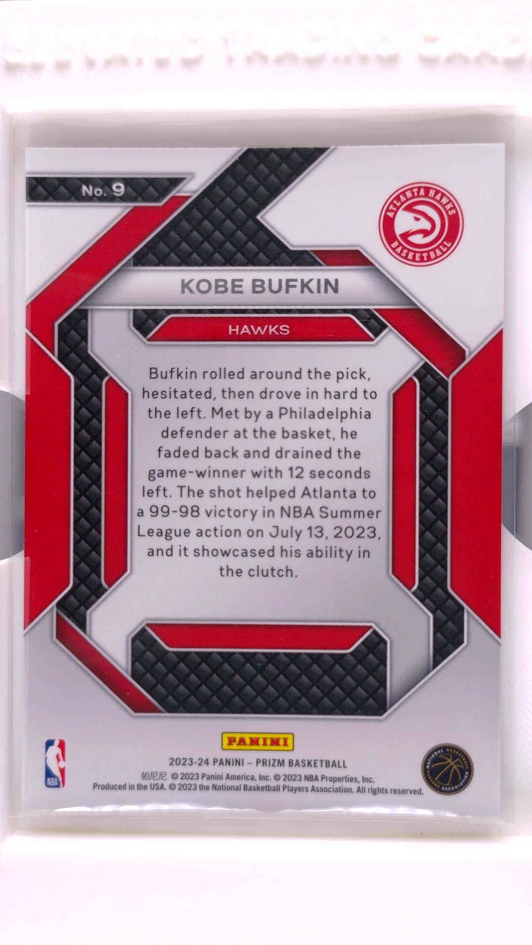 #9 Kobe Bufkin Rookie Emergent - back