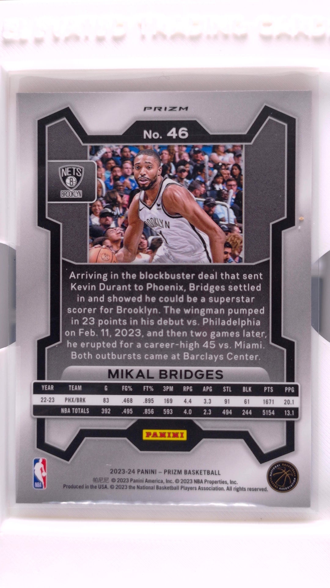 #46 Mikal Bridges Red, White And Blue Prizm - back