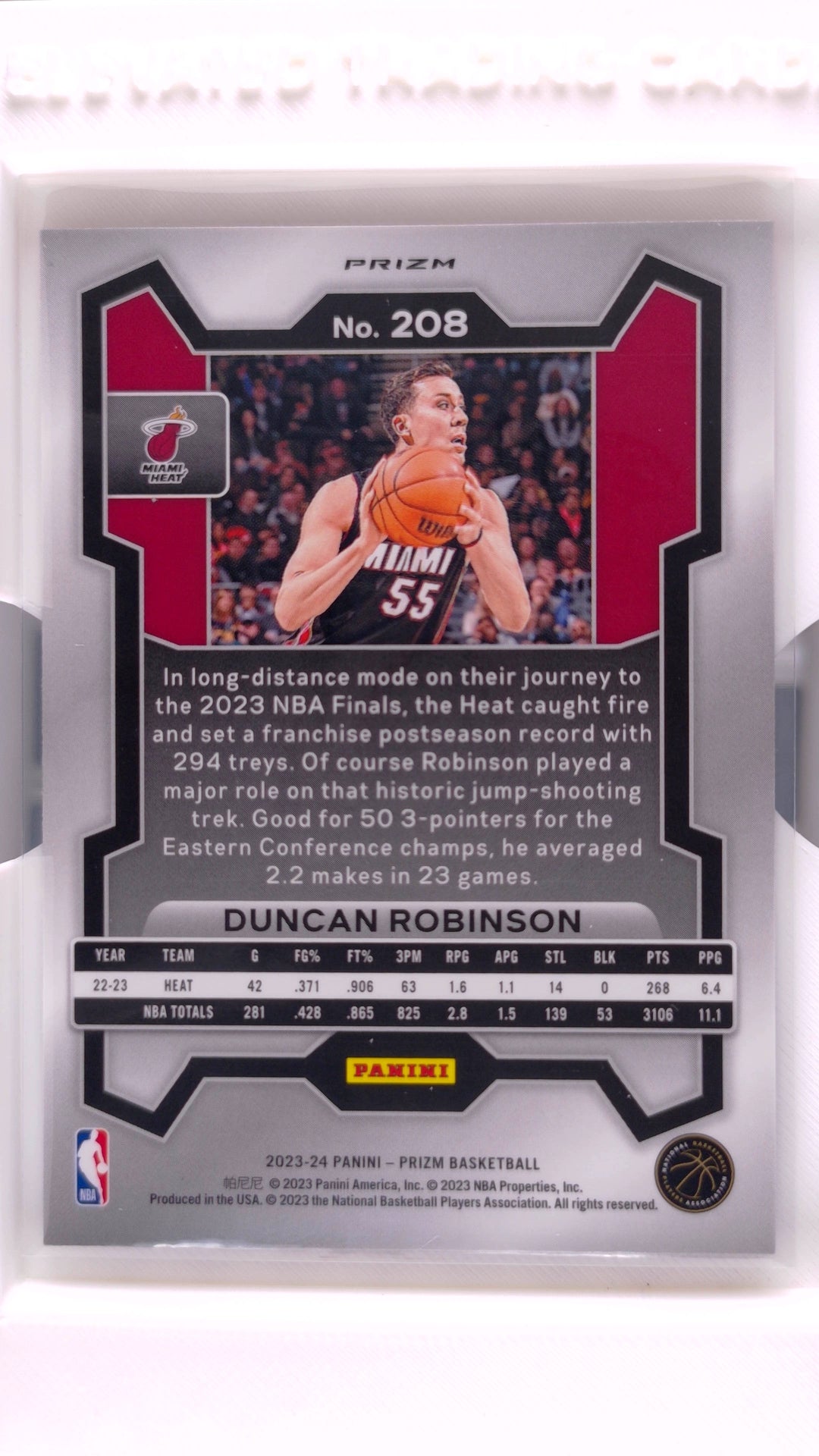 #208 Duncan Robinson Red, White And Blue Prizm - back