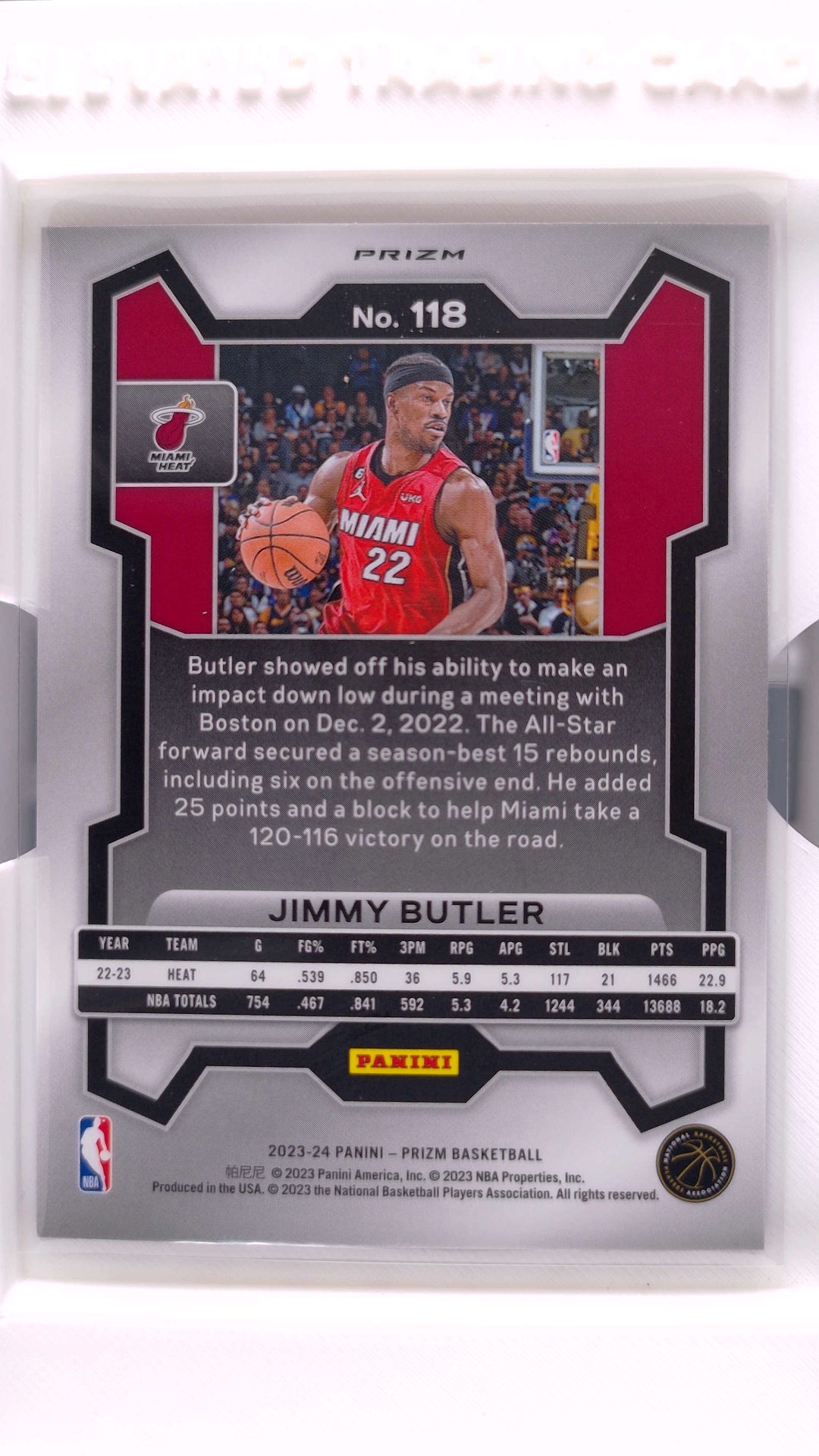 #118 Jimmy Butler Red, White And Blue Prizm - back