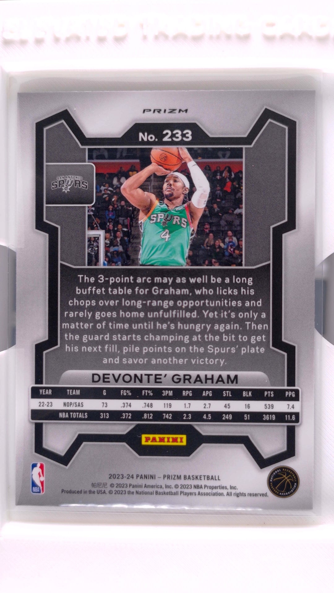 #233 Devonte' Graham Green Prizm - back