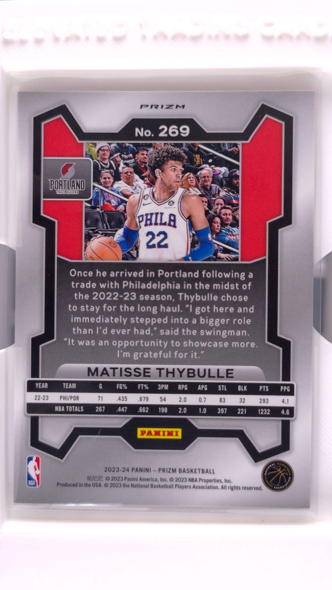 #269 Matisse Thybulle Red, White And Blue Prizm - back