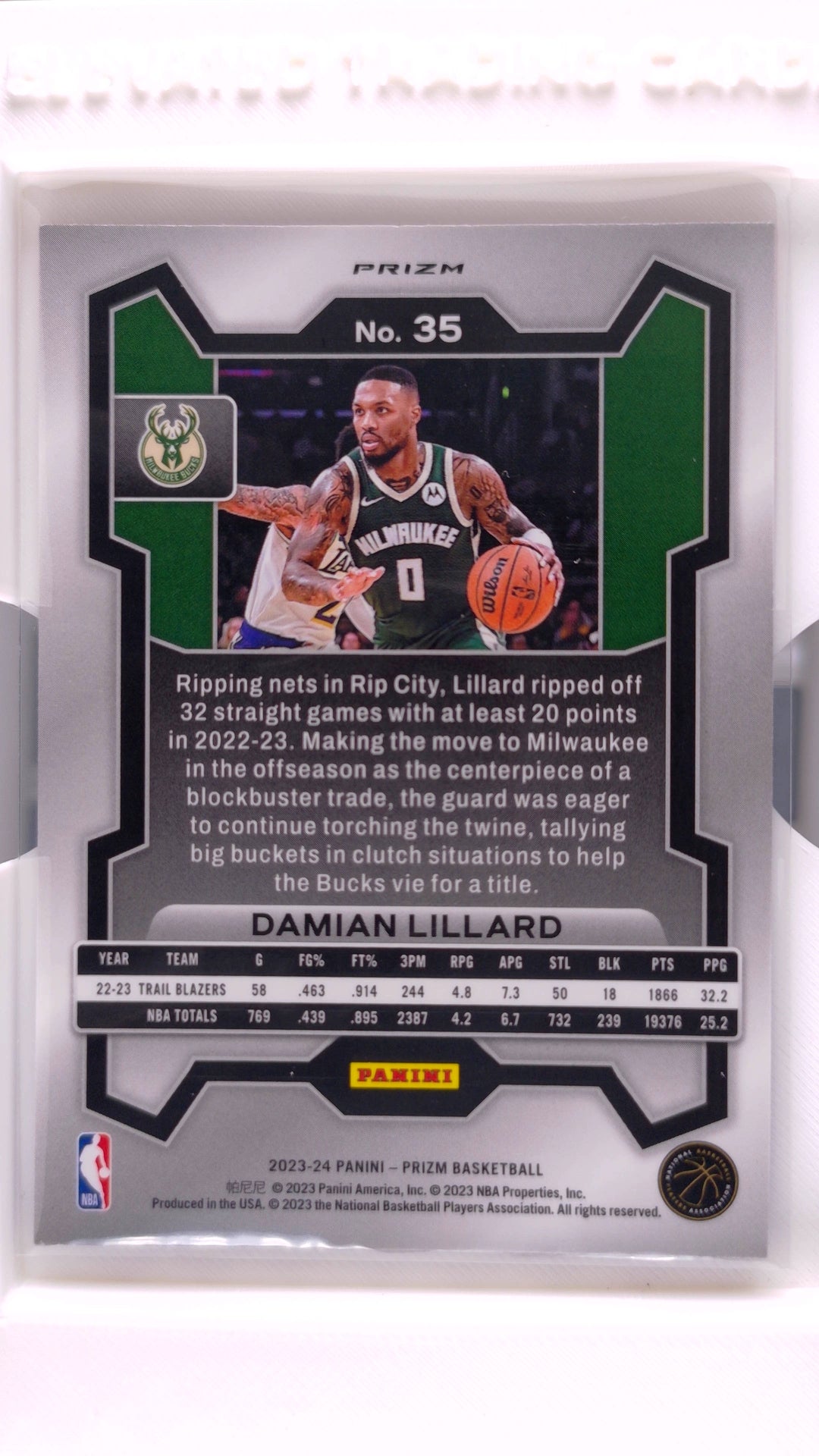 #35 Damian Lillard Red, White And Blue Prizm - back